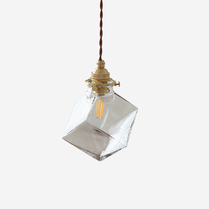 Felix Glass Pendant Lamp Clear Geometric Industrial - Letslighting