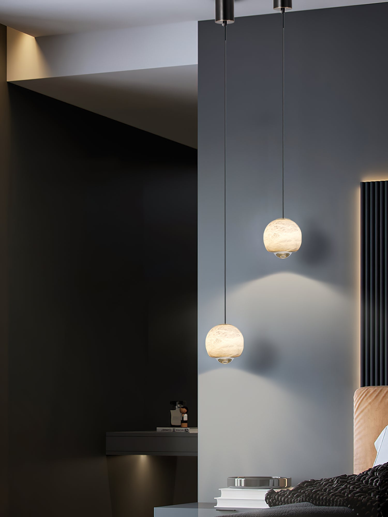Zephaan Modern Minimalist Brass Alabaster Pendant Light - Letslighting