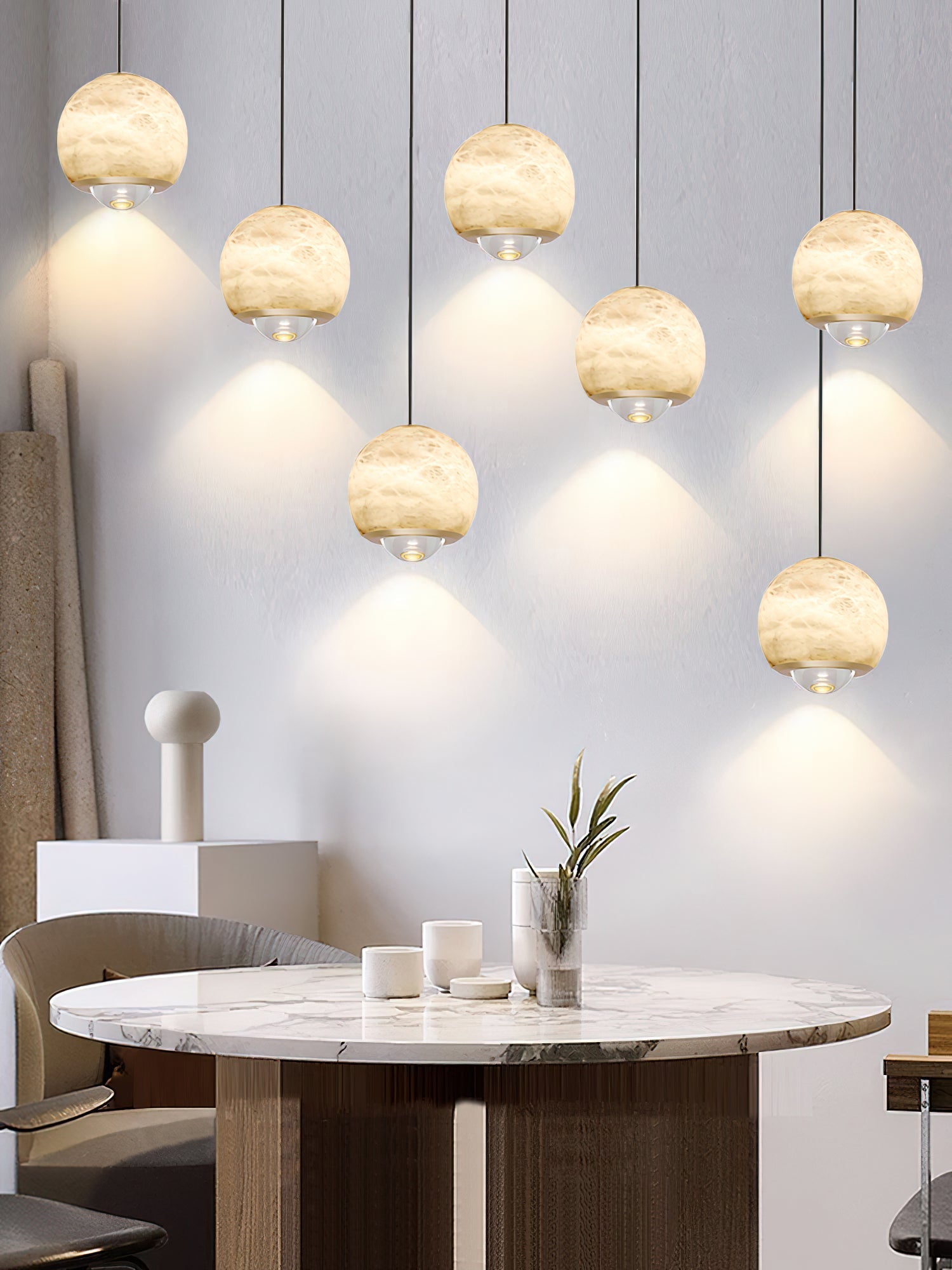 Zephaan Modern Minimalist Brass Alabaster Pendant Light - Letslighting