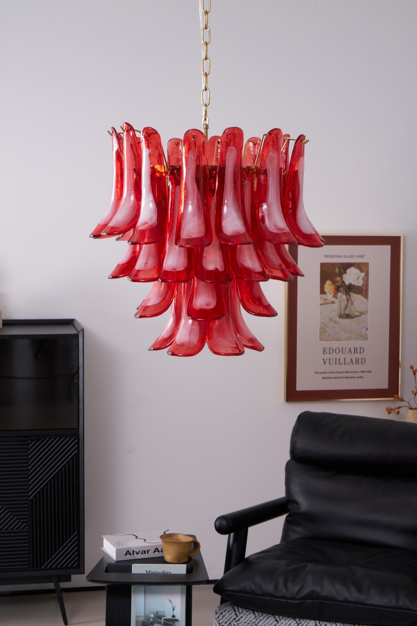 Aurora Chandelier Red Petal Glass Layered Artistic - Letslighting