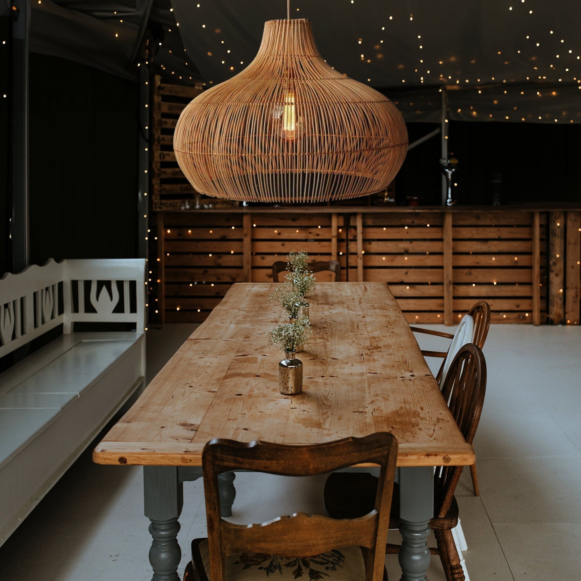 Elsilira Elegance Natural Rattan Pendant Lamp - Letslighting