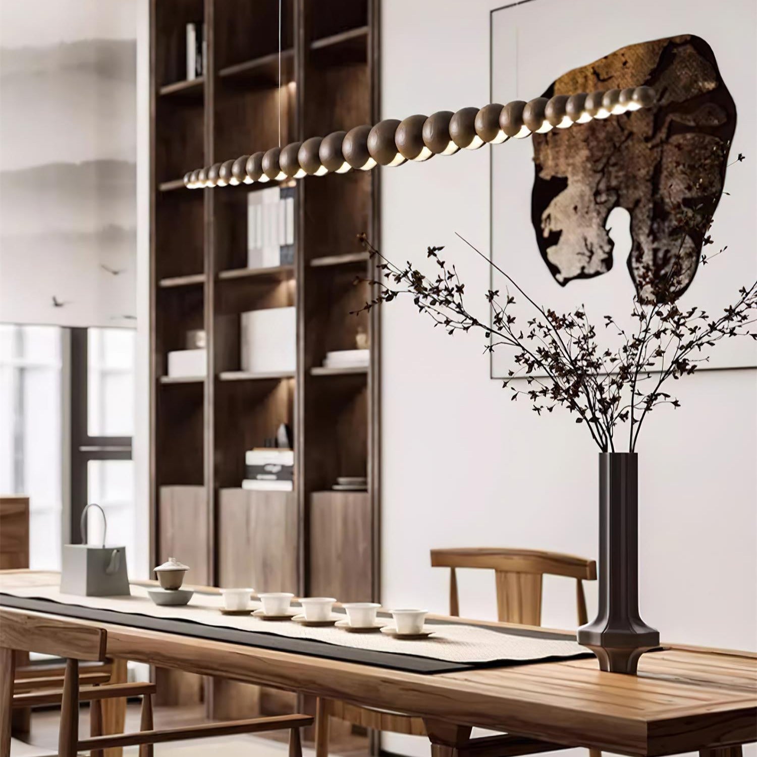 Muto Beaded Wooden Chandelier - Letslighting