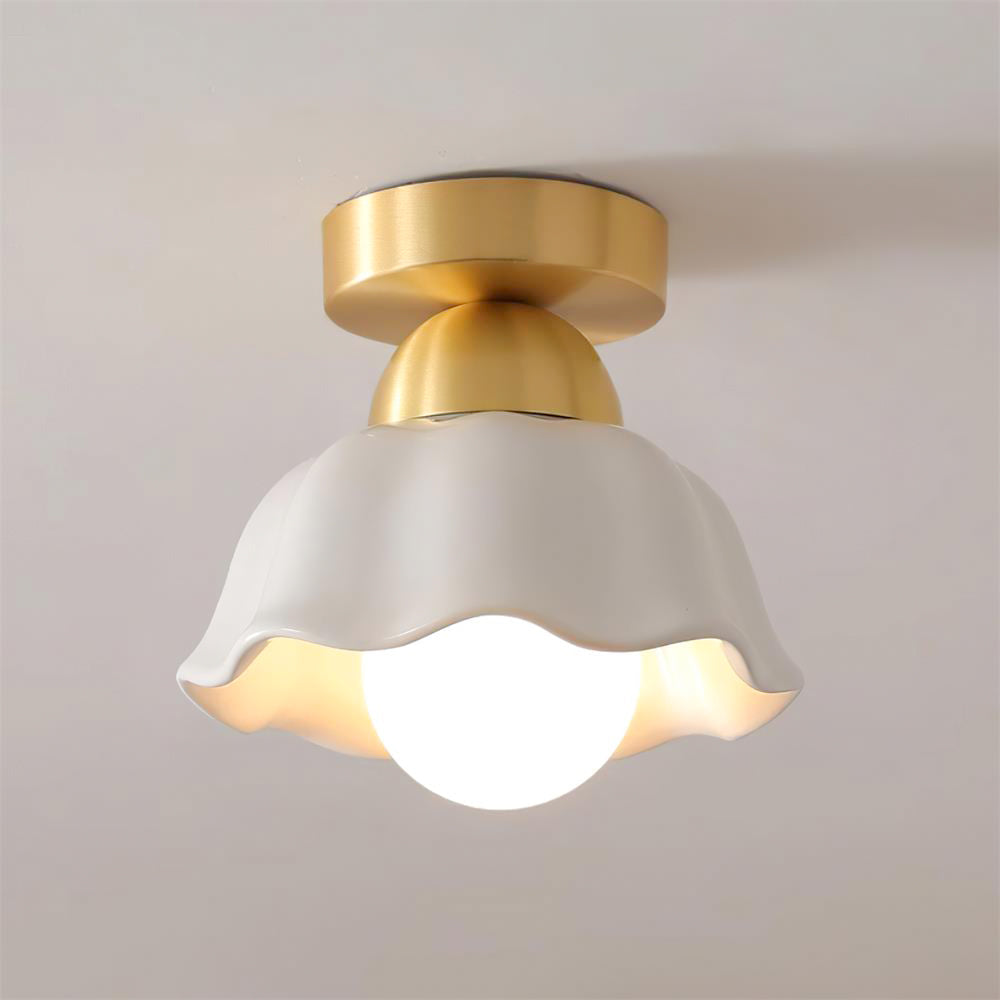 Opila Gold & White Semi Flush Ceiling Light - Letslighting
