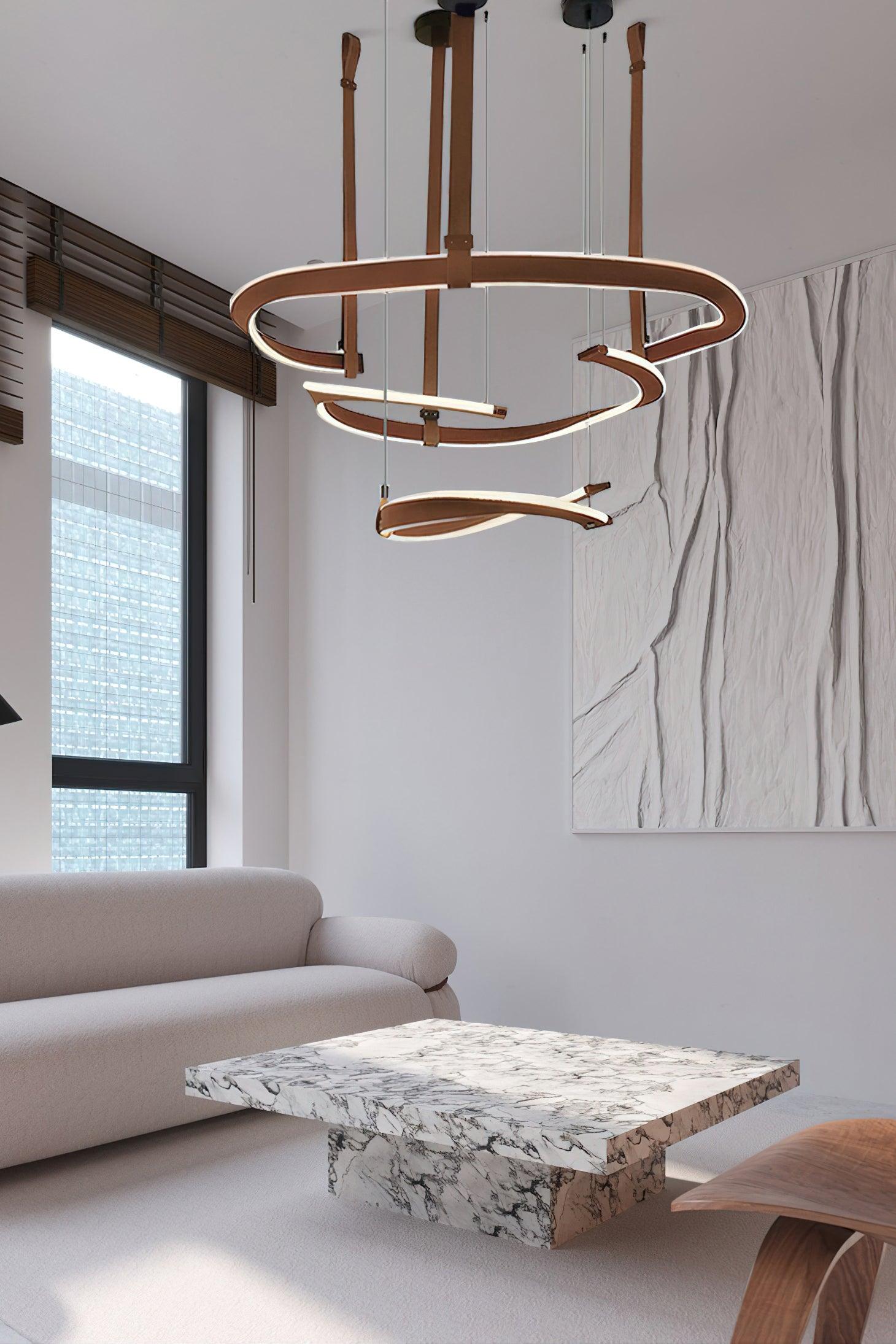 Cesorora Curved Artificial Leather Chandelier - Letslighting