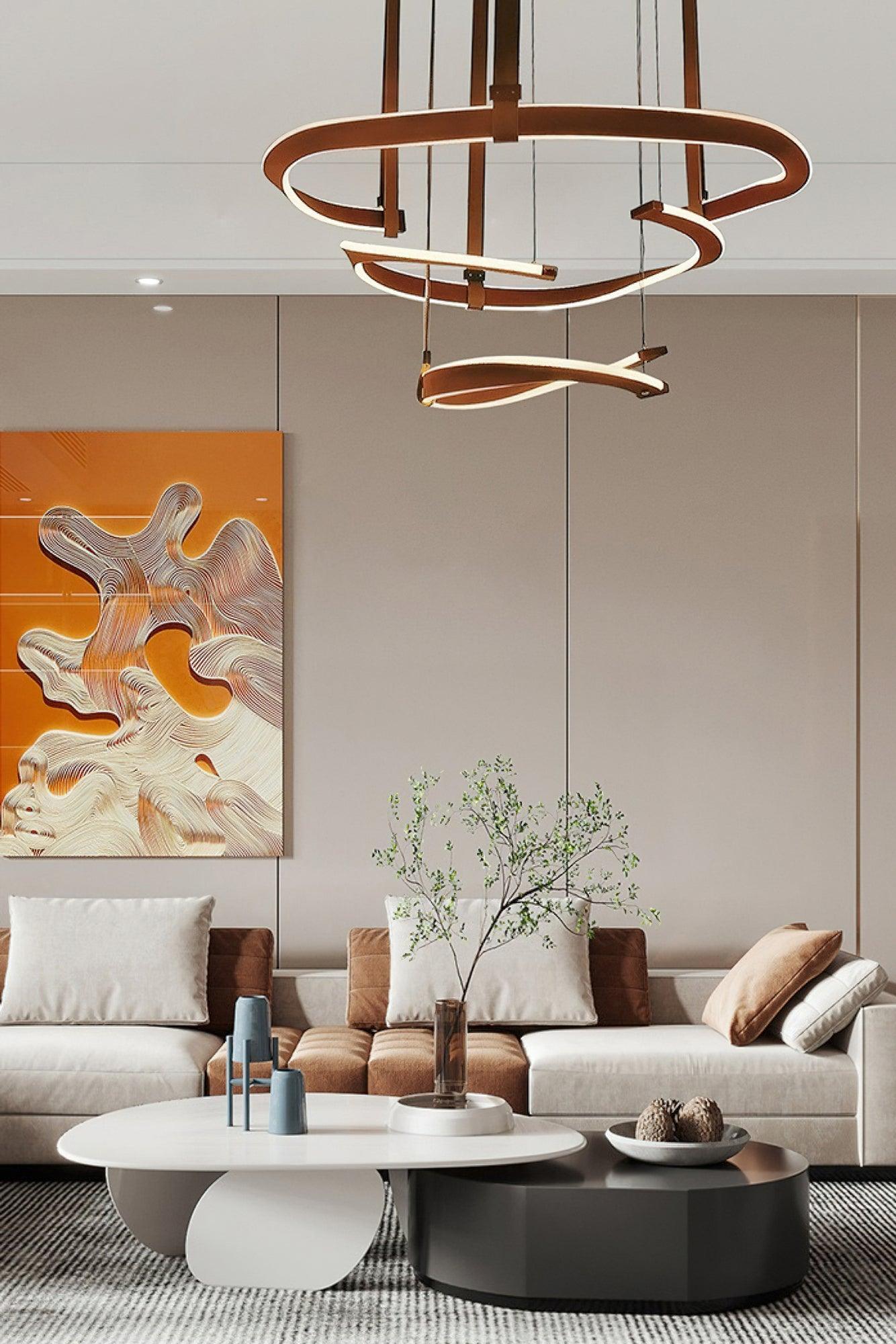 Cesorora Curved Artificial Leather Chandelier - Letslighting