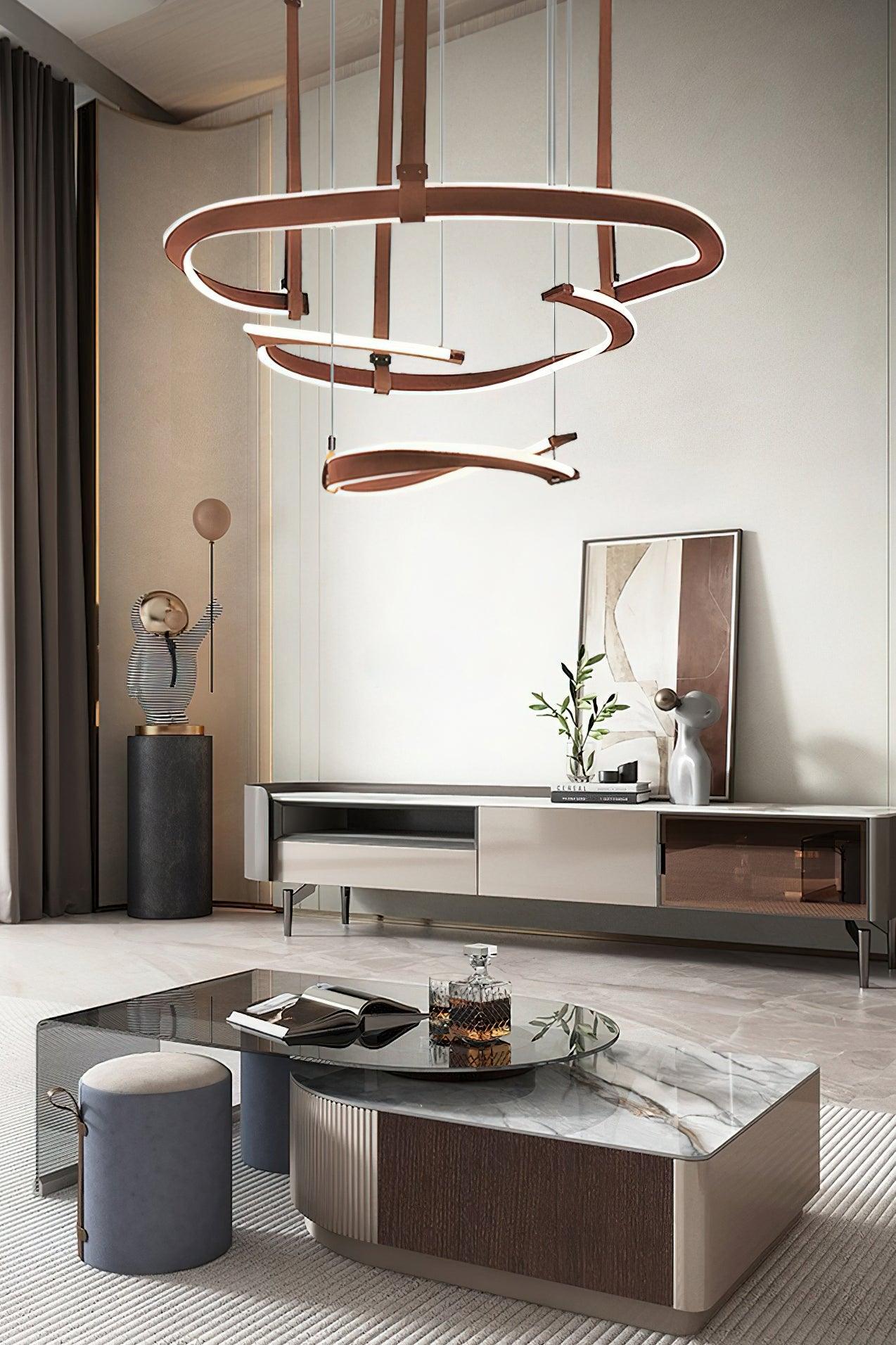 Cesorora Curved Artificial Leather Chandelier - Letslighting
