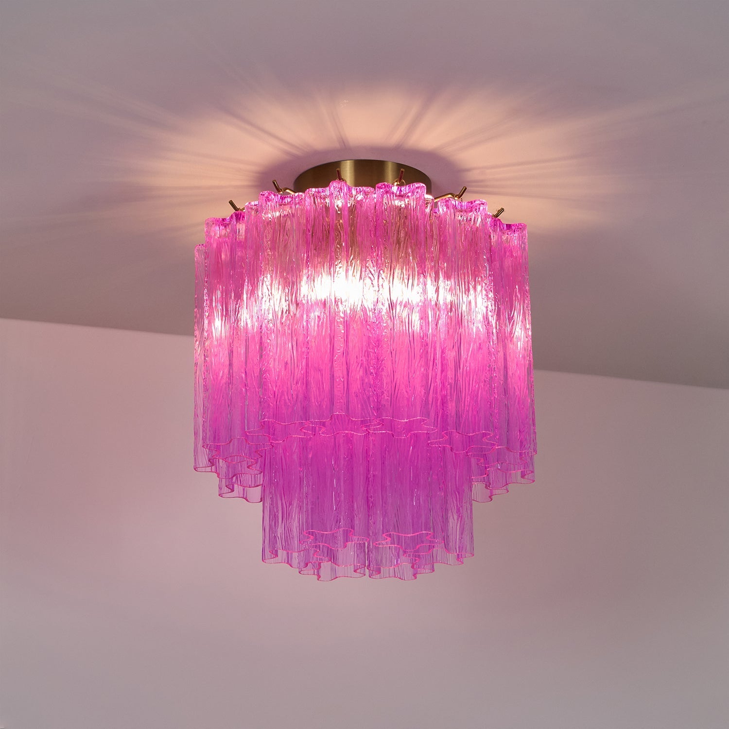 Aurora Ceiling Lamp Purple Murano Glass Tiered Flush Mount