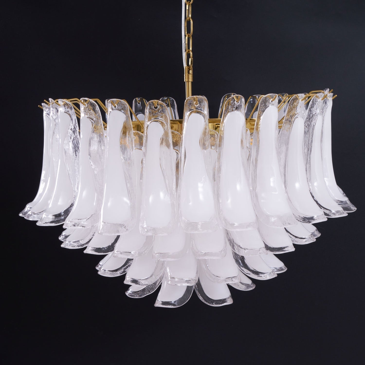 Aurora Chandelier Pink Glass Leaf Layered Floral Glamour - Letslighting