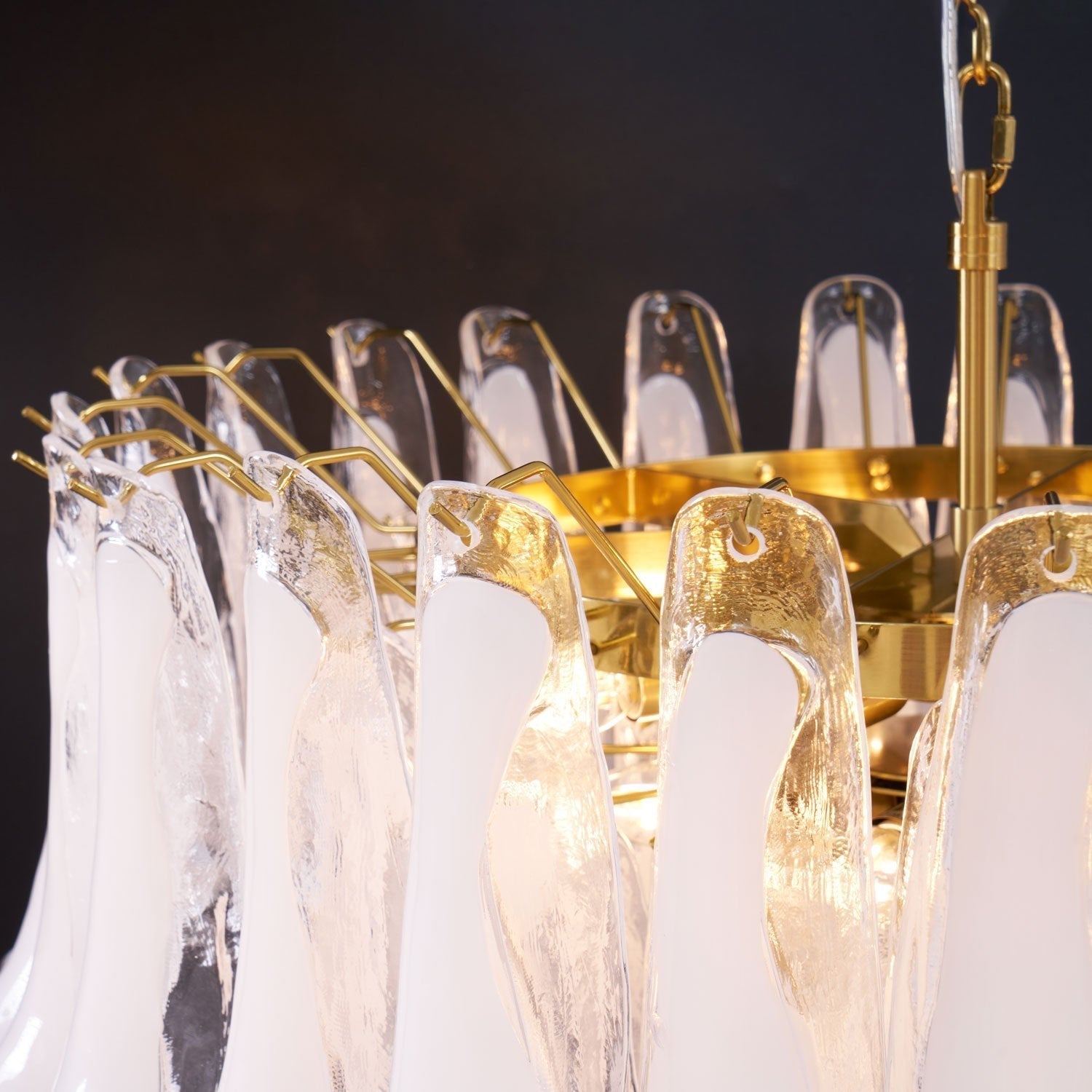 Aurora Chandelier Pink Glass Leaf Layered Floral Glamour - Letslighting