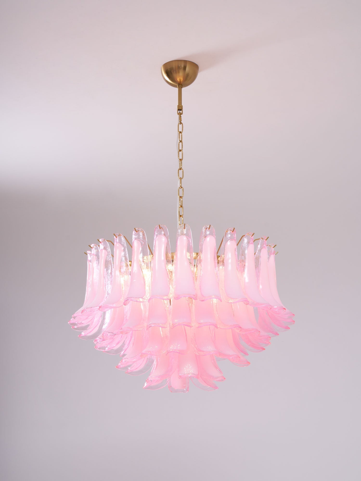 Aurora Chandelier Pink Glass Leaf Layered Floral Glamour - Letslighting