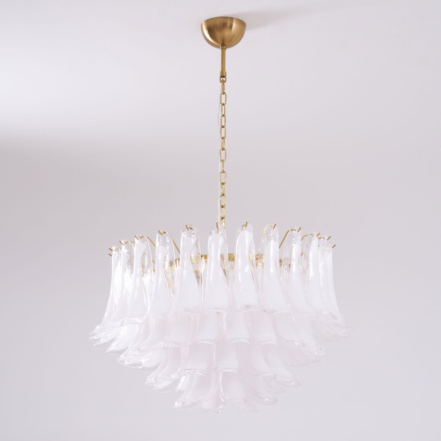 Aurora Chandelier Pink Glass Leaf Layered Floral Glamour - Letslighting