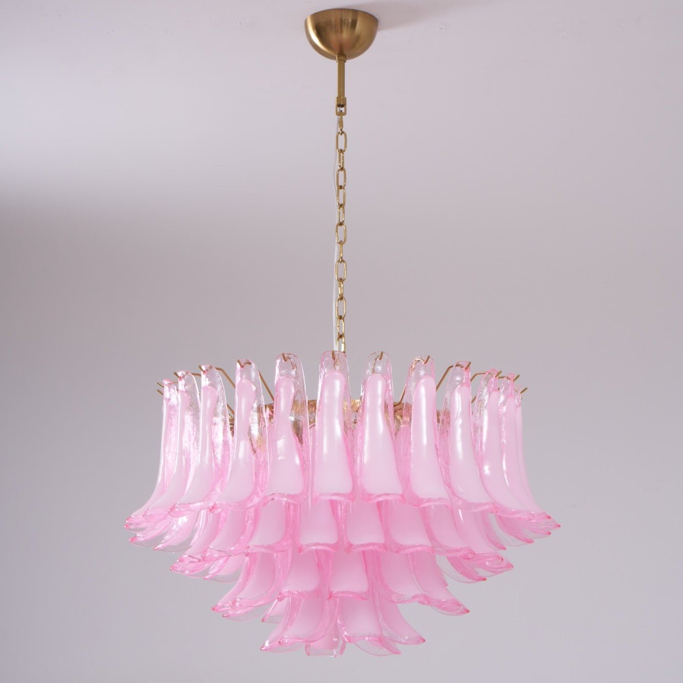 Aurora Chandelier Pink Glass Leaf Layered Floral Glamour - Letslighting