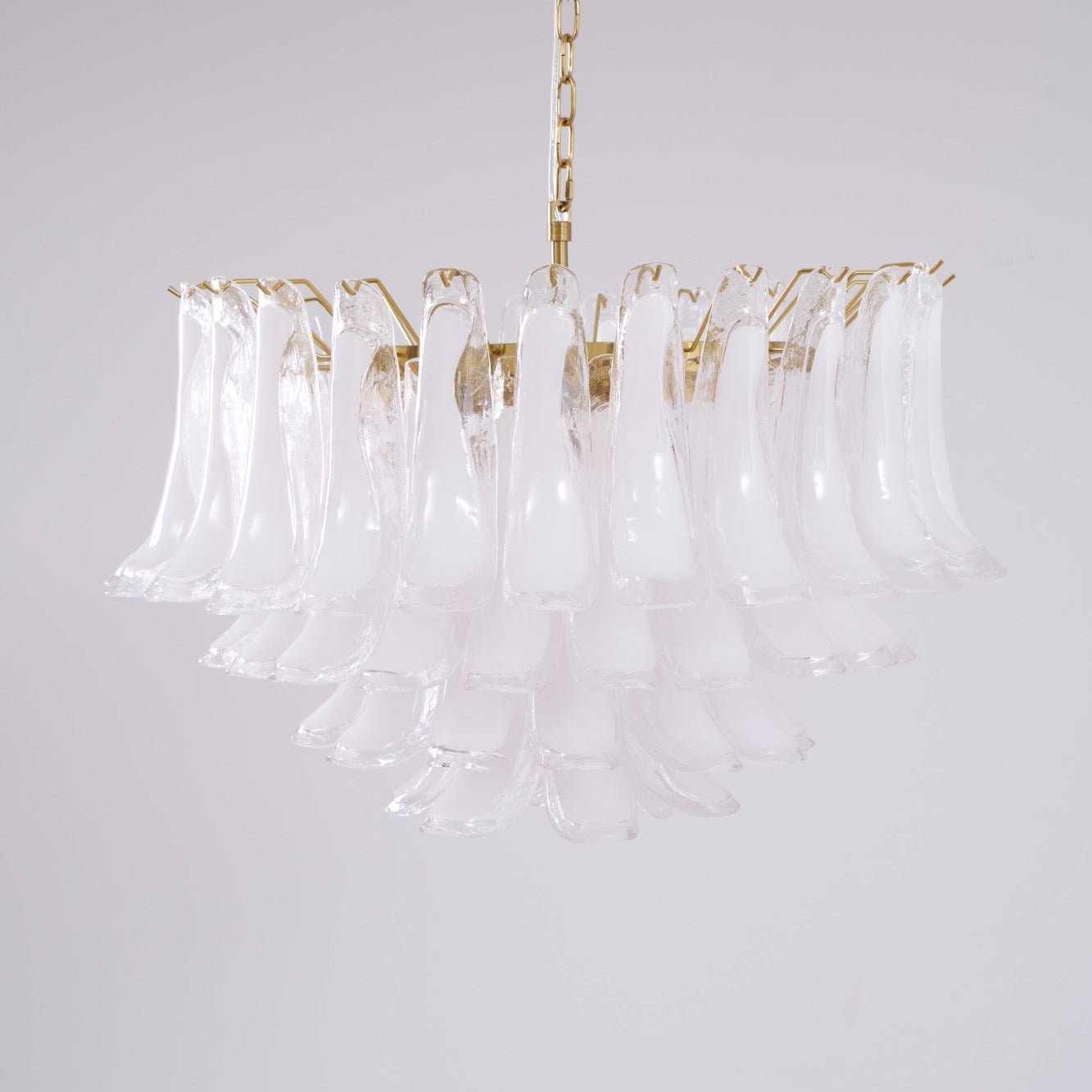 Aurora Chandelier Pink Glass Leaf Layered Floral Glamour - Letslighting