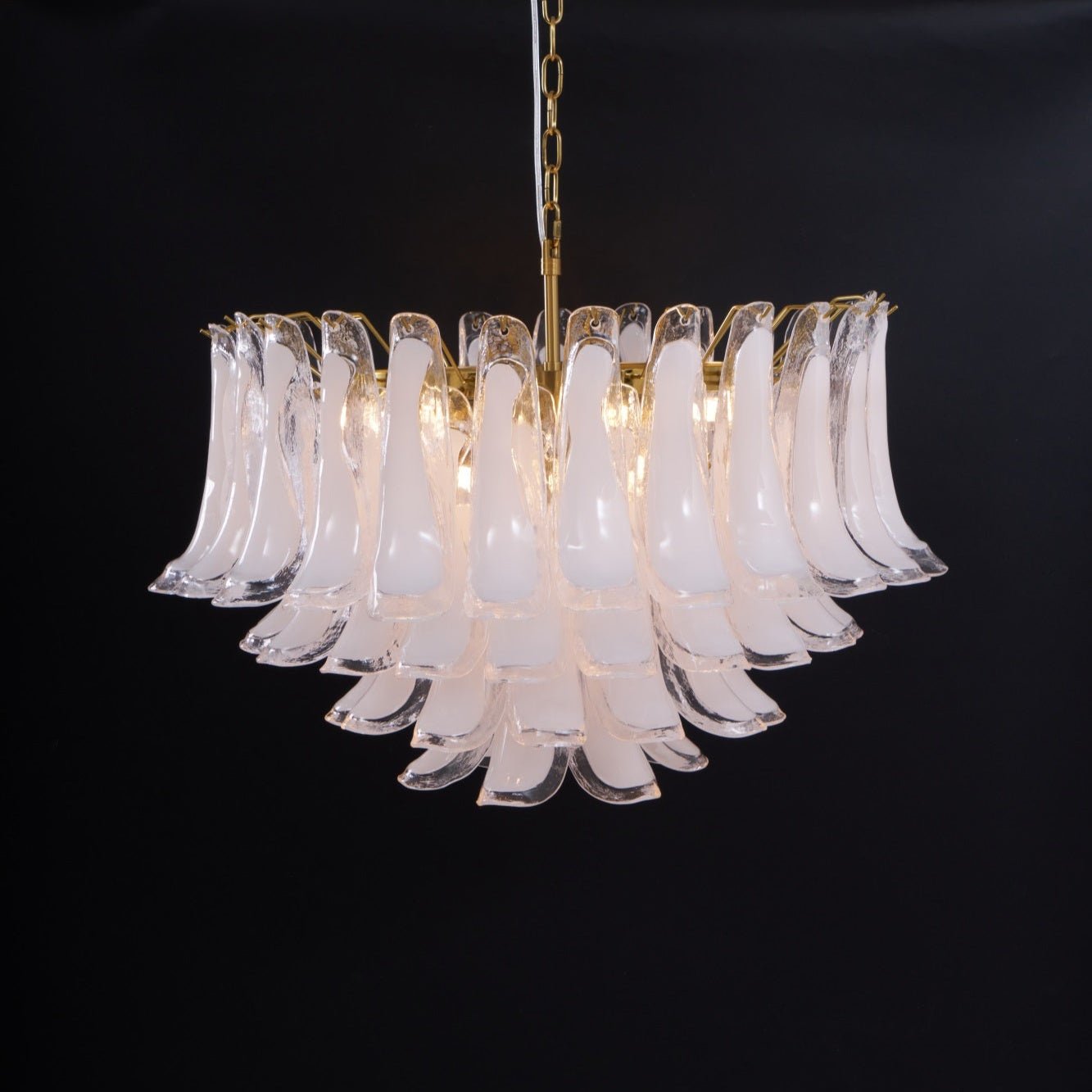 Aurora Chandelier Pink Glass Leaf Layered Floral Glamour - Letslighting