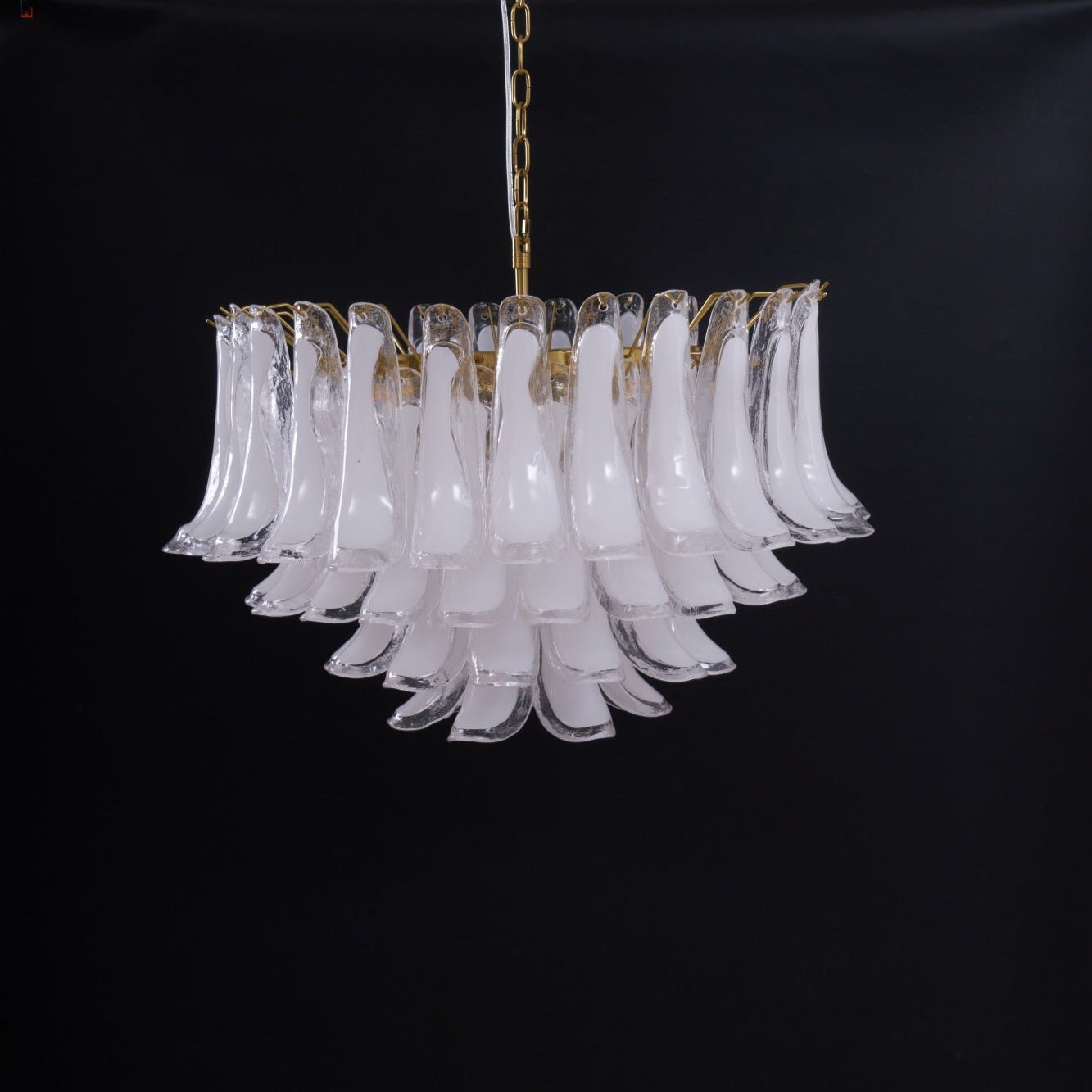 Aurora Chandelier Pink Glass Leaf Layered Floral Glamour - Letslighting