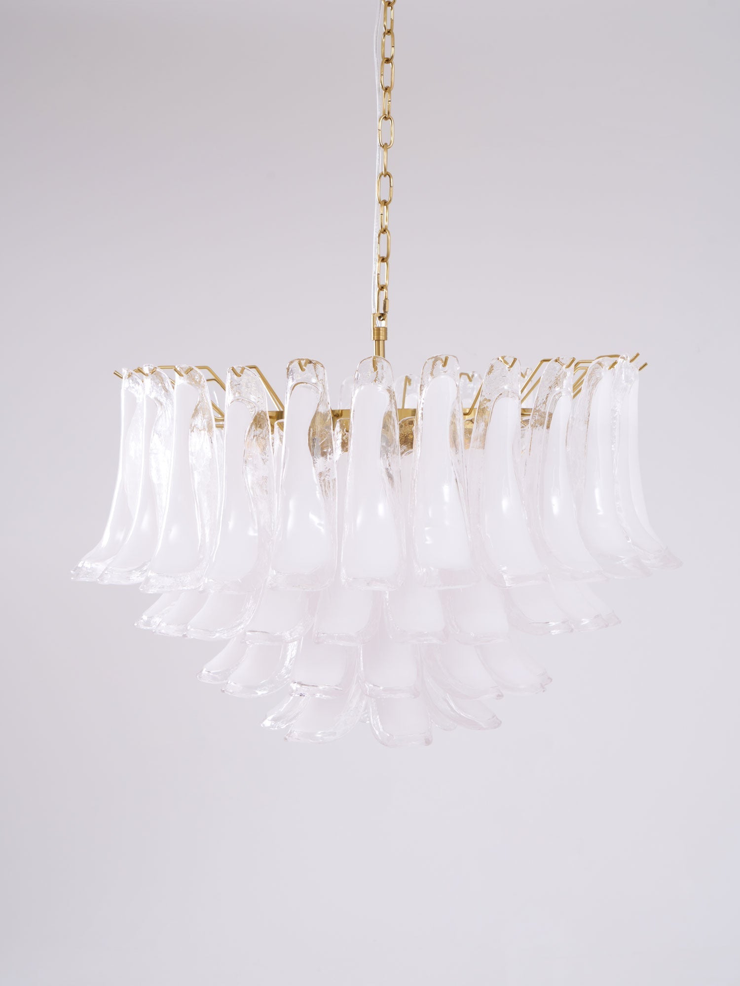 Aurora Chandelier Pink Glass Leaf Layered Floral Glamour - Letslighting