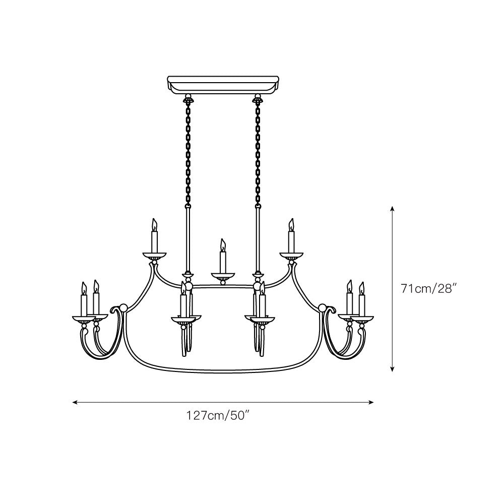 Ercare Vintage Industrial Linear Brass Fabric Chandelier - Letslighting
