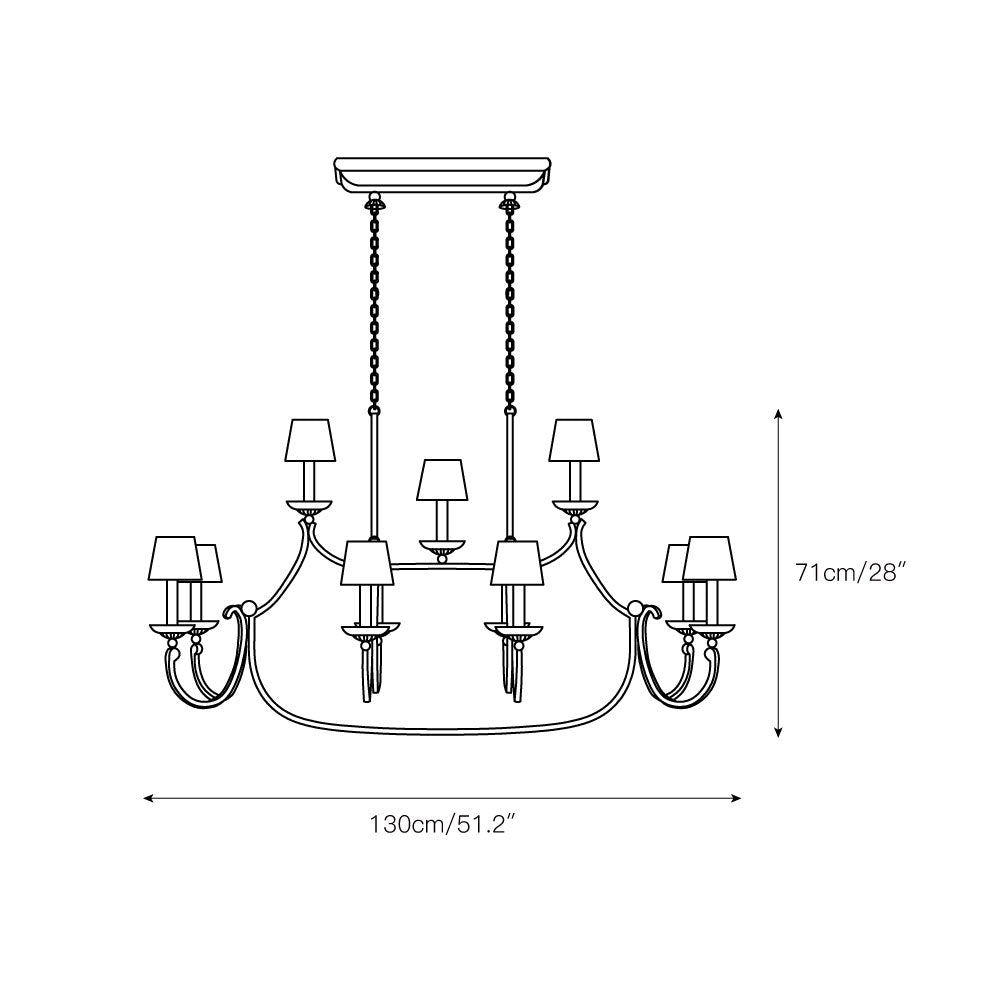 Ercare Vintage Industrial Linear Brass Fabric Chandelier - Letslighting