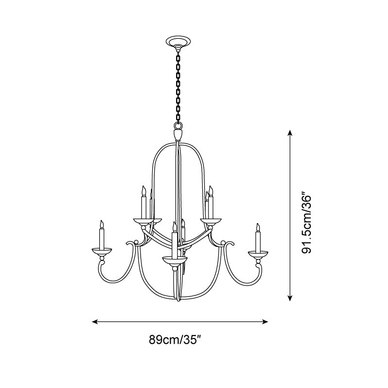 Flemish Chandelier Curved Iron Elegance