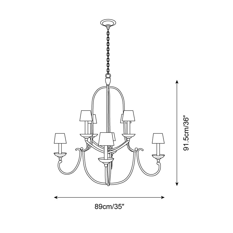 Flemish Chandelier Curved Iron Elegance