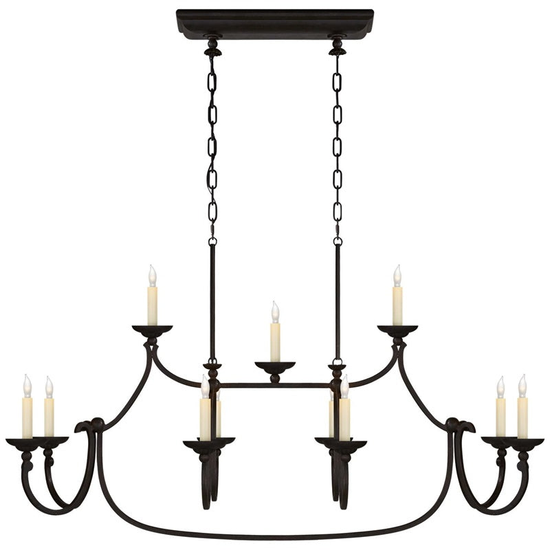 Ercare Vintage Industrial Linear Brass Fabric Chandelier - Letslighting