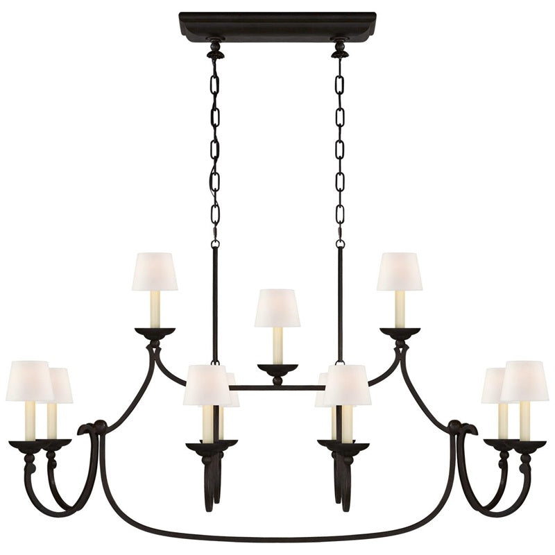 Ercare Vintage Industrial Linear Brass Fabric Chandelier - Letslighting