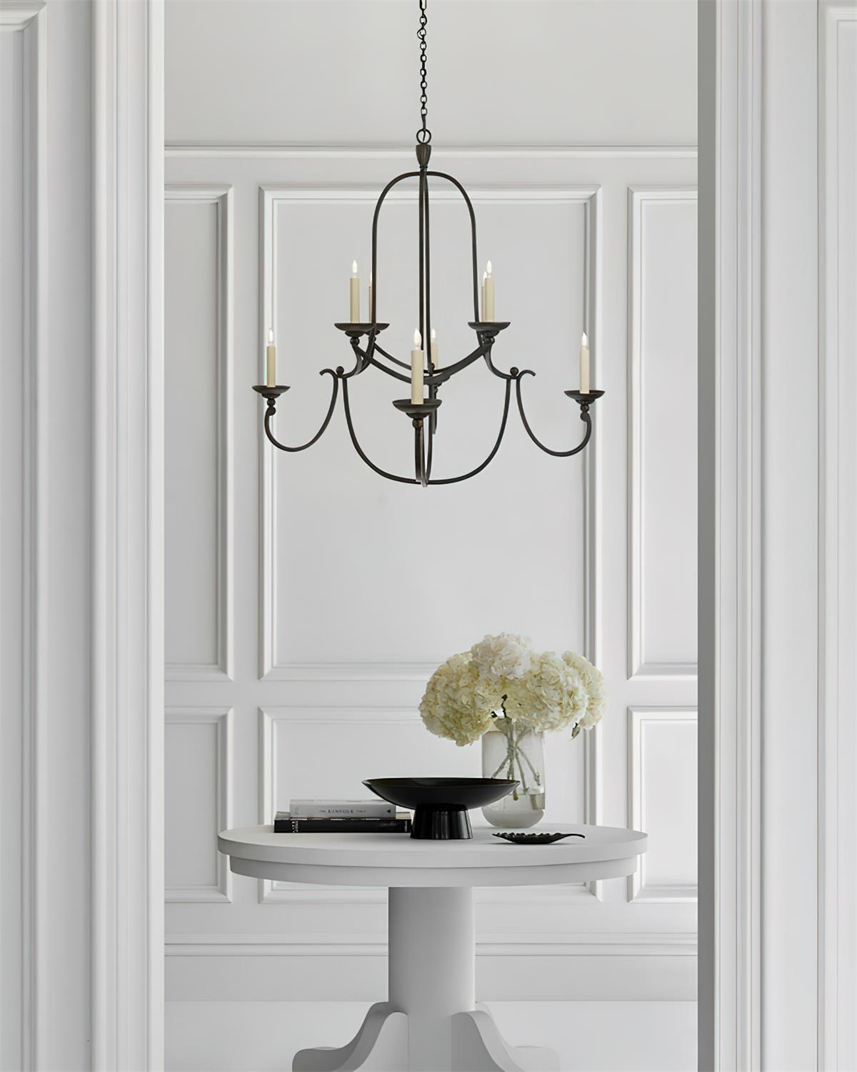 Flemish Chandelier Curved Iron Elegance