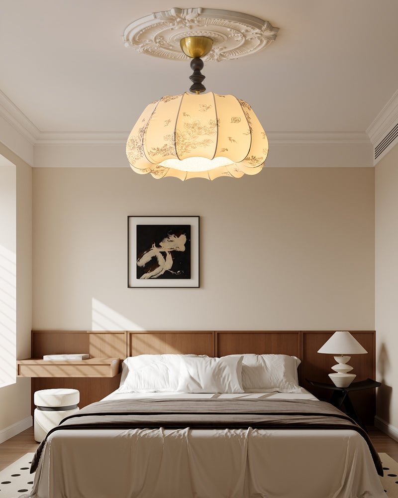 Fleurina Premium Nordic Art Wood Fabric Ceiling Lamp - Letslighting