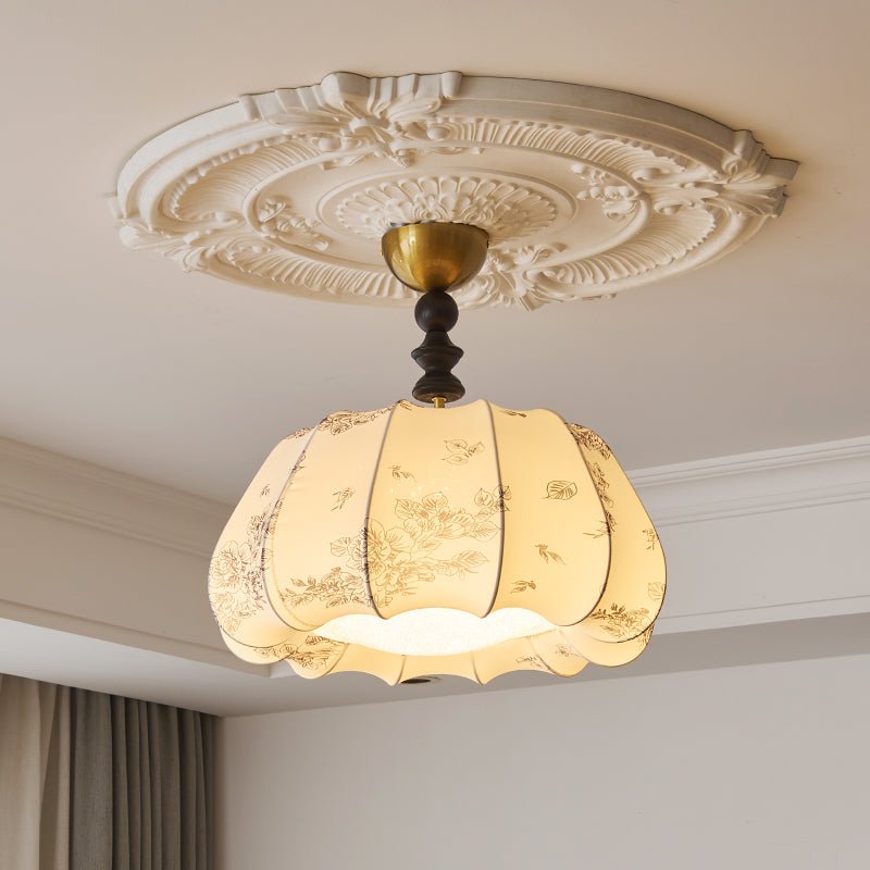 Fleurina Premium Nordic Art Wood Fabric Ceiling Lamp - Letslighting