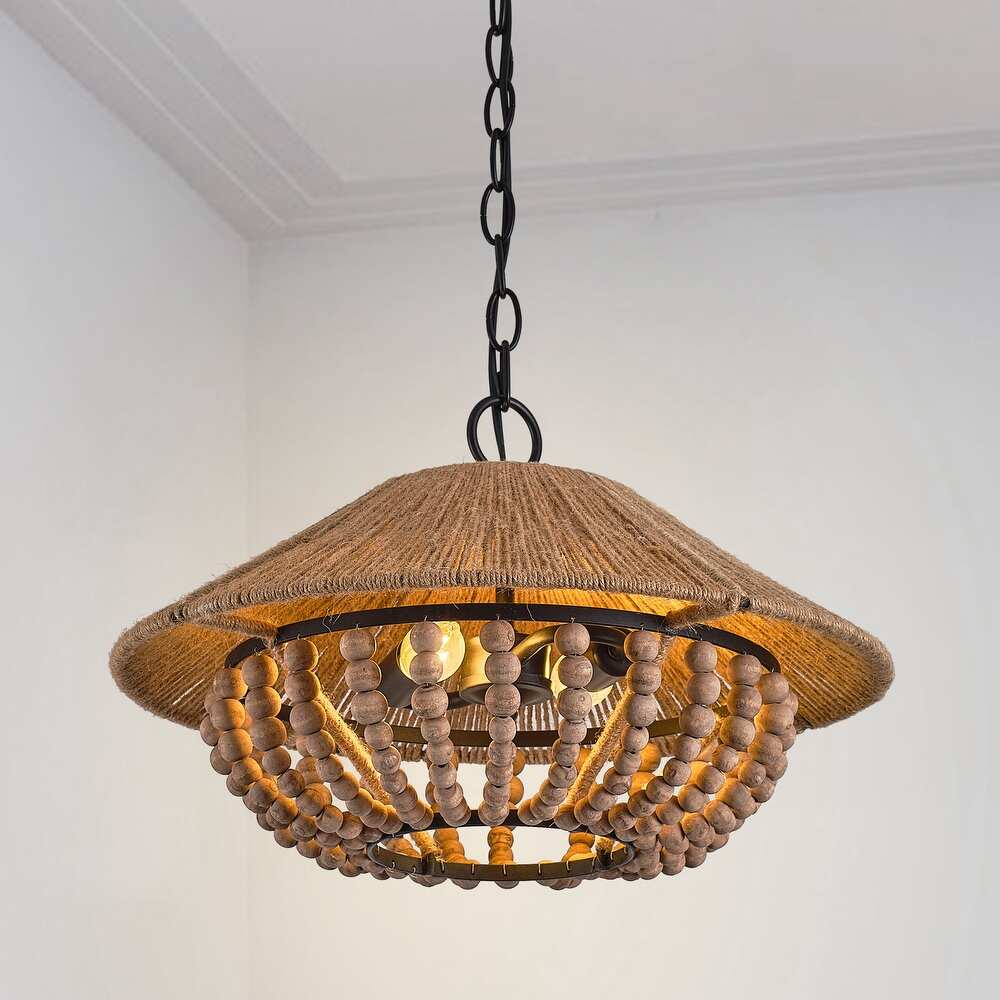 Elmarion Elegance Natural Farmhouse Wooden Pendant Lamp - Letslighting