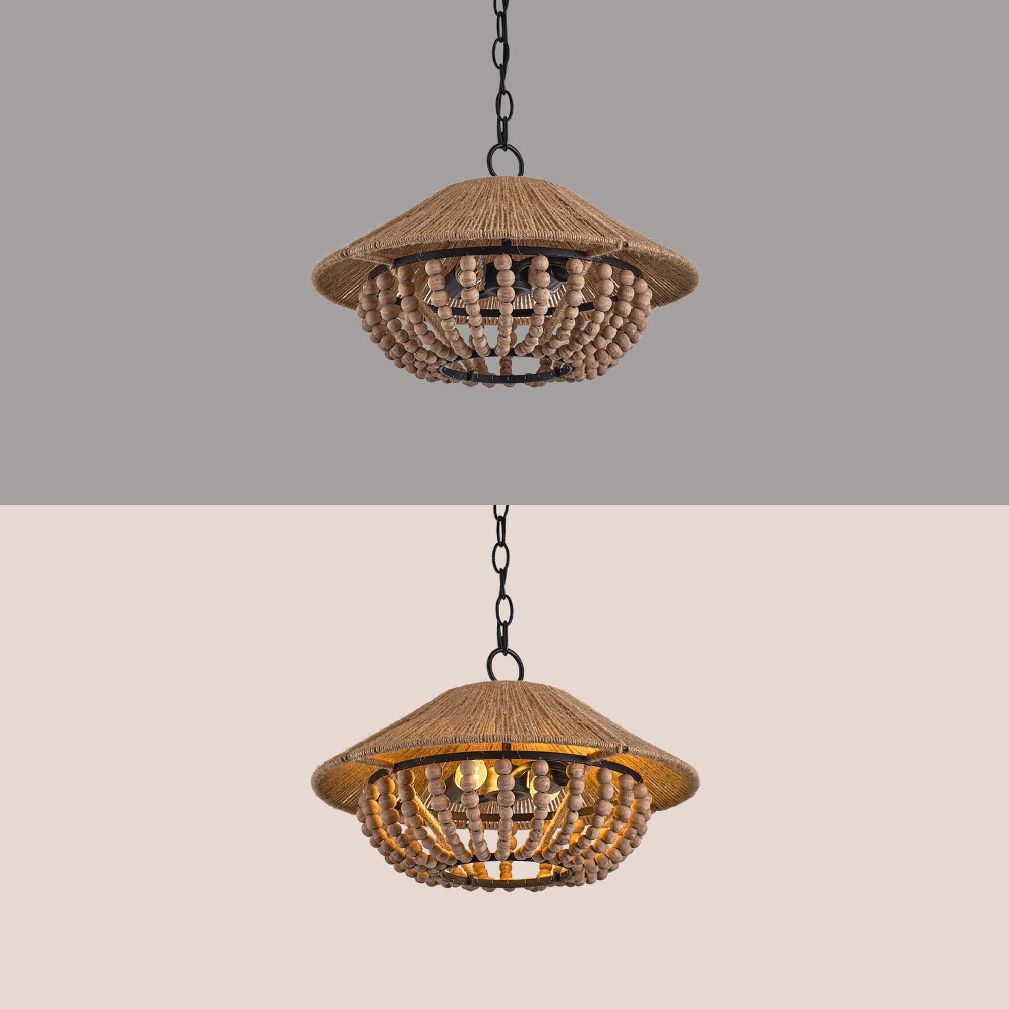 Elmarion Elegance Natural Farmhouse Wooden Pendant Lamp - Letslighting
