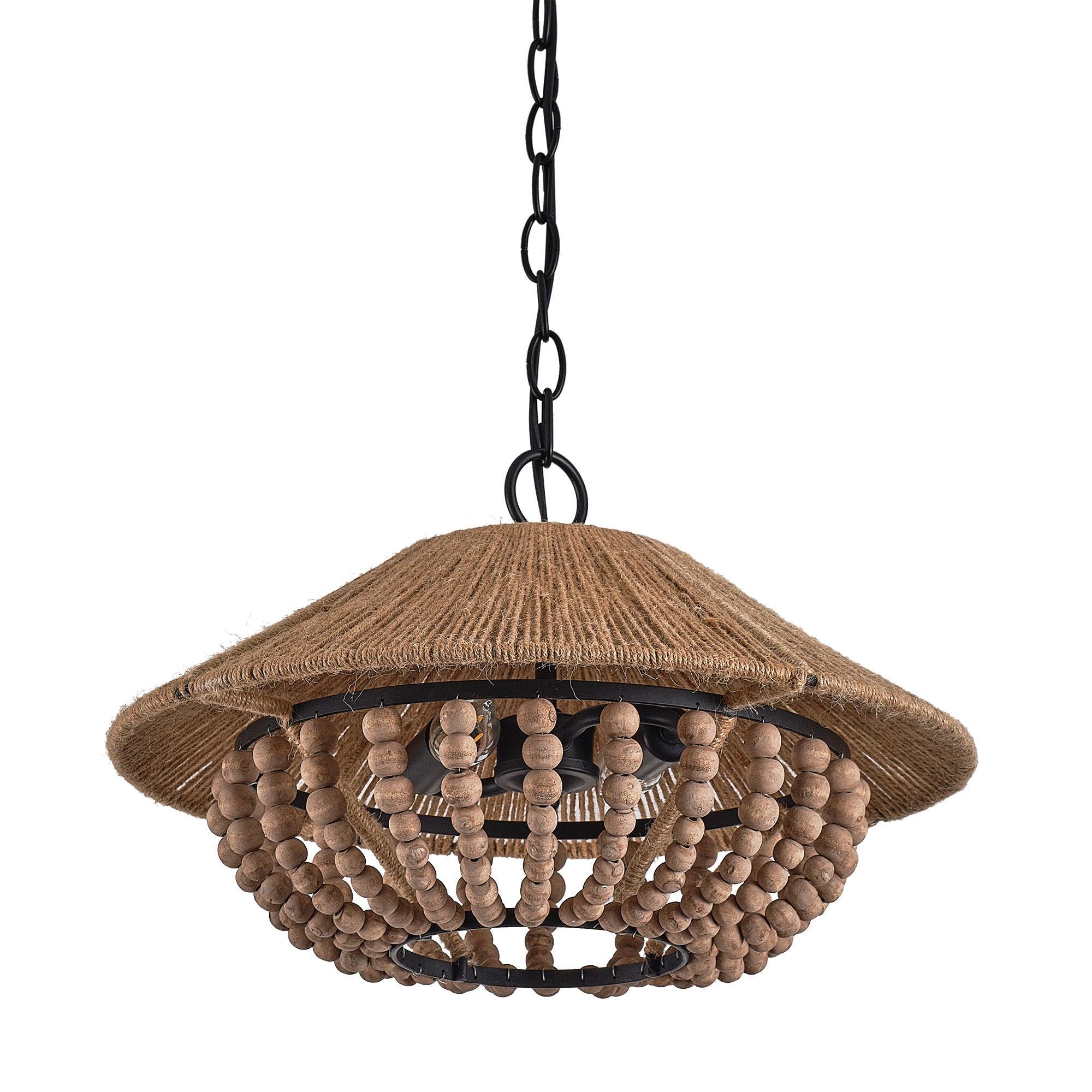 Elmarion Elegance Natural Farmhouse Wooden Pendant Lamp - Letslighting