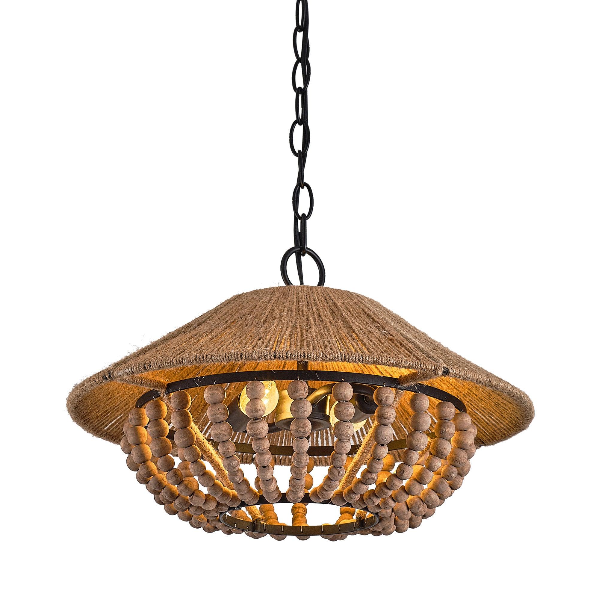 Elmarion Elegance Natural Farmhouse Wooden Pendant Lamp - Letslighting