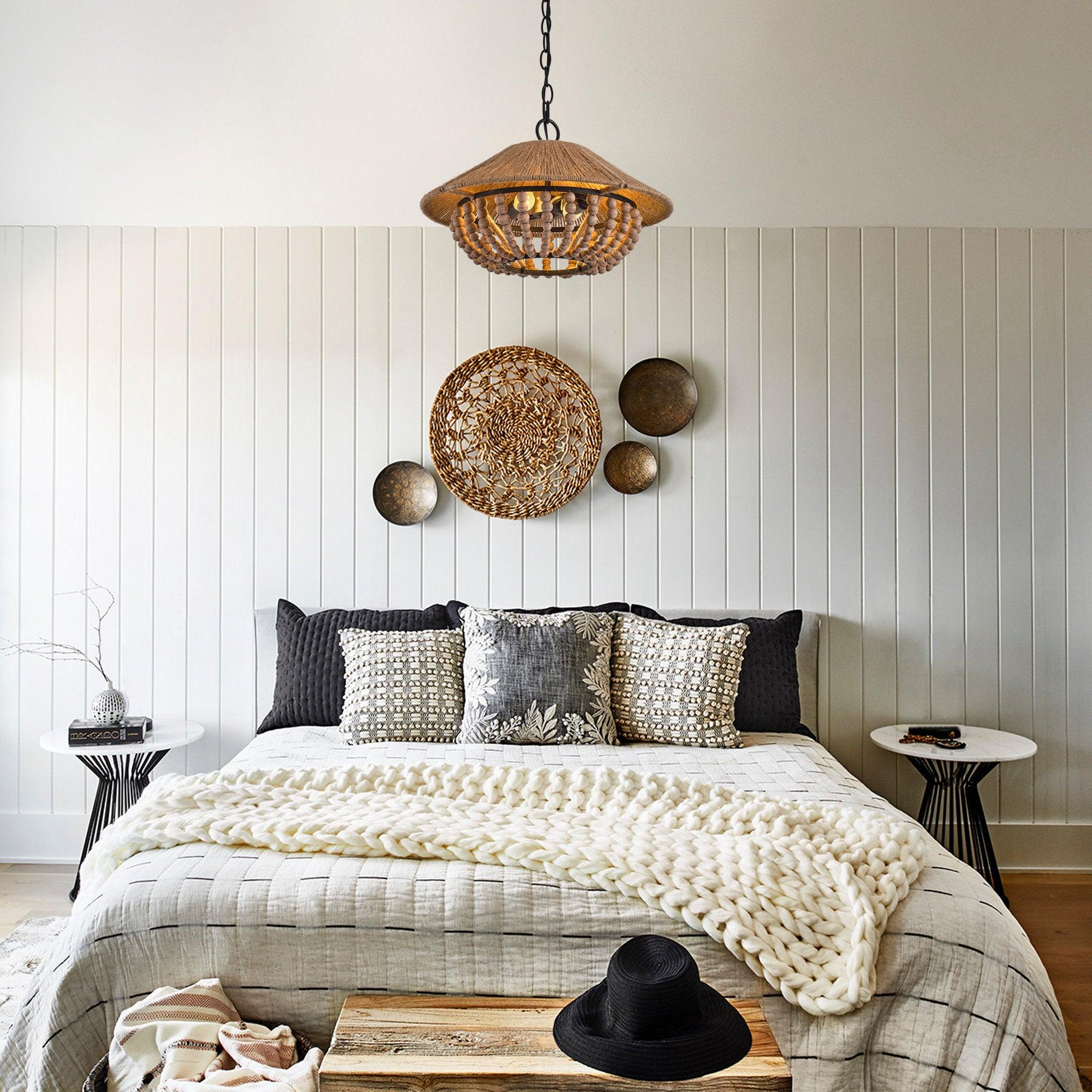 Elmarion Elegance Natural Farmhouse Wooden Pendant Lamp - Letslighting