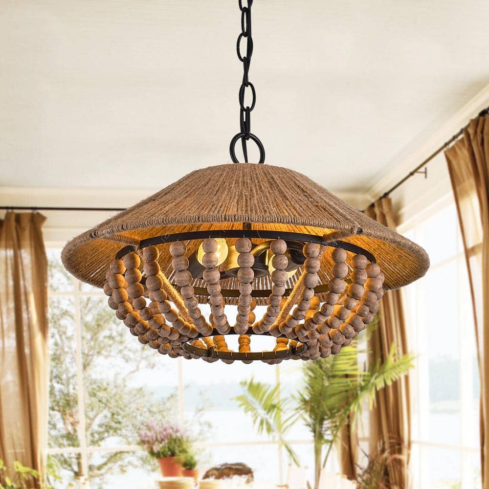 Elmarion Elegance Natural Farmhouse Wooden Pendant Lamp - Letslighting