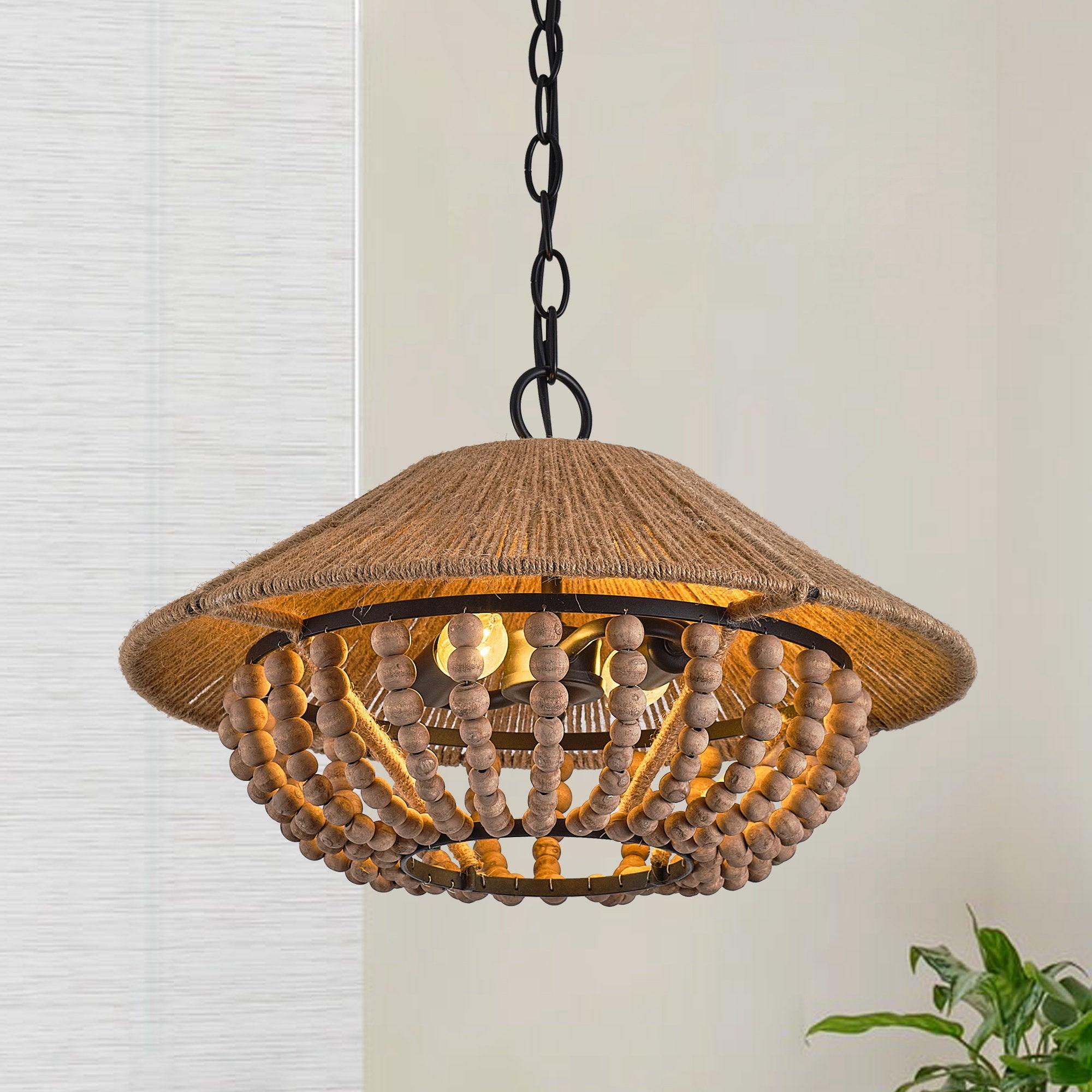 Elmarion Elegance Natural Farmhouse Wooden Pendant Lamp - Letslighting