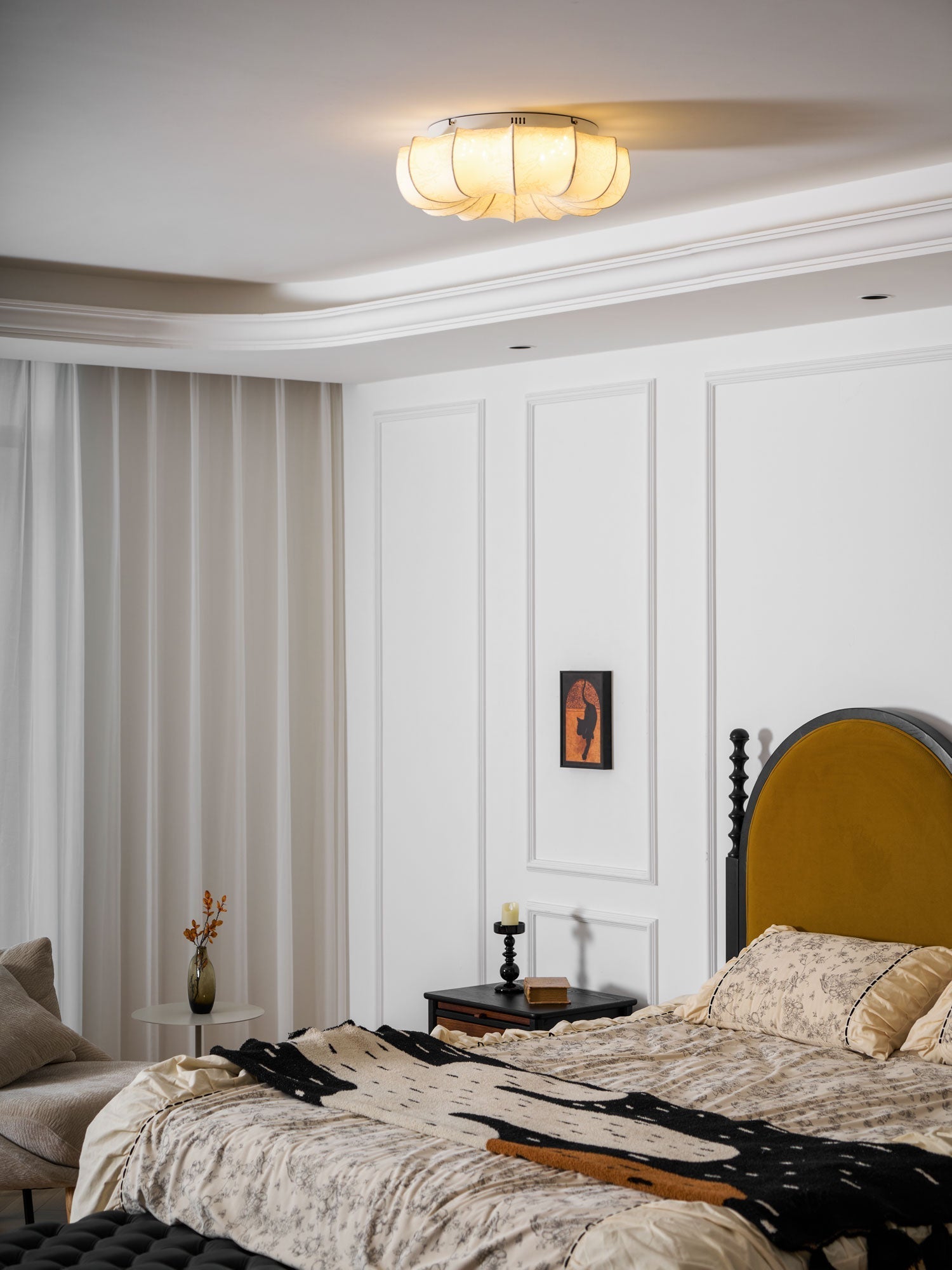 Vivaria Premium Nordic Art Wood Fabric Ceiling Light - Letslighting