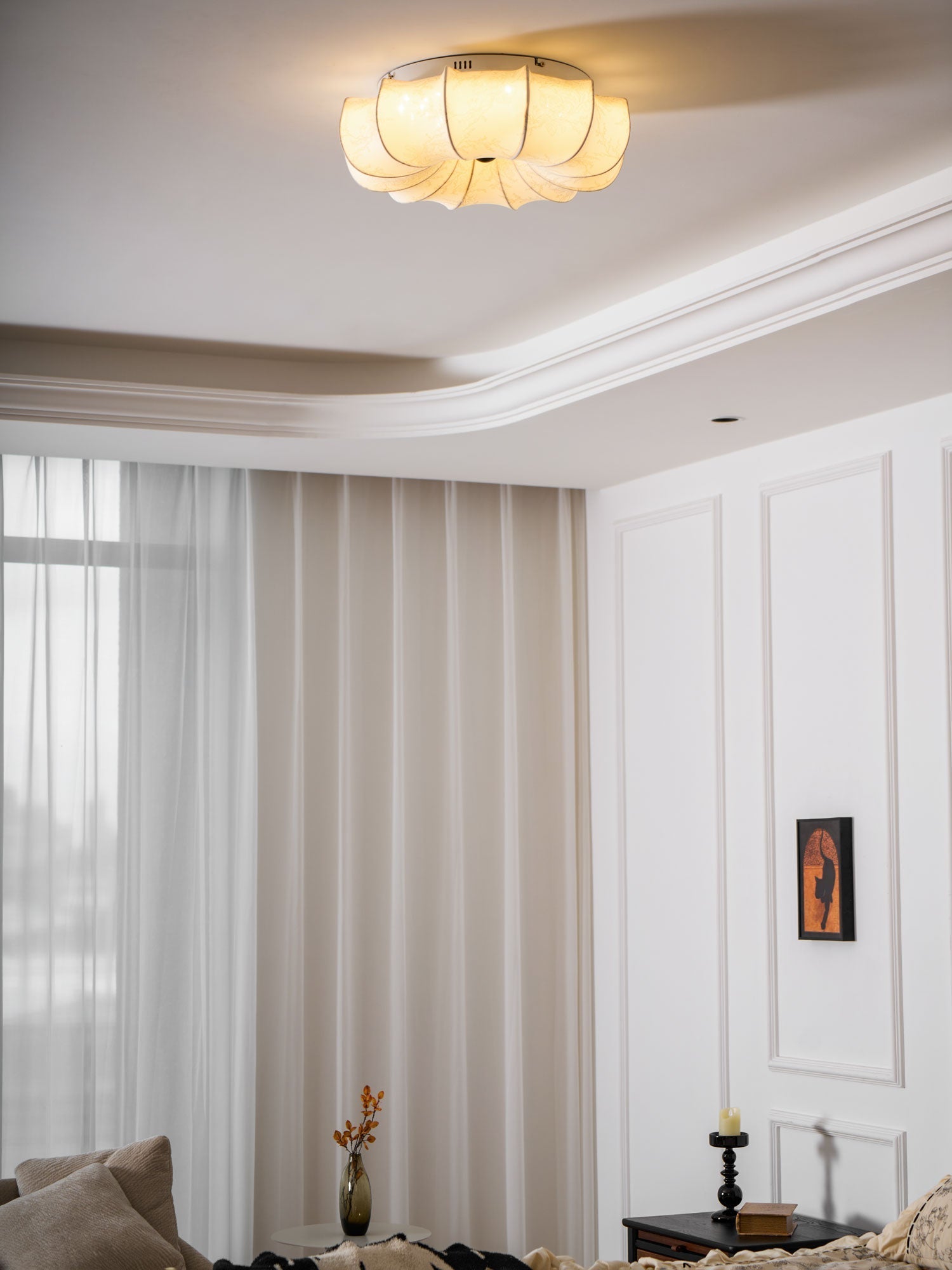 Vivaria Premium Nordic Art Wood Fabric Ceiling Light - Letslighting