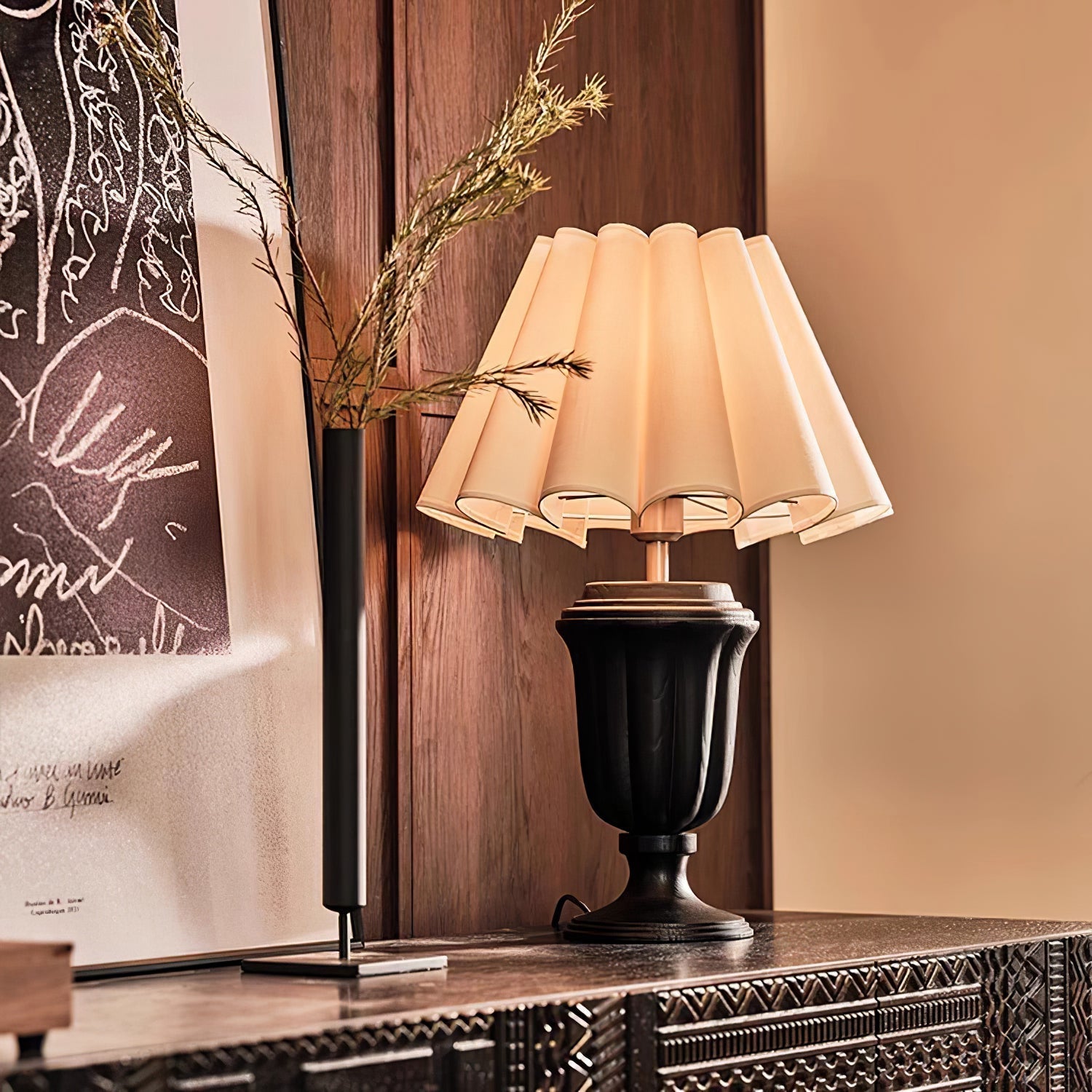 Vireo Wood & Fabric Table Lamp - Letslighting