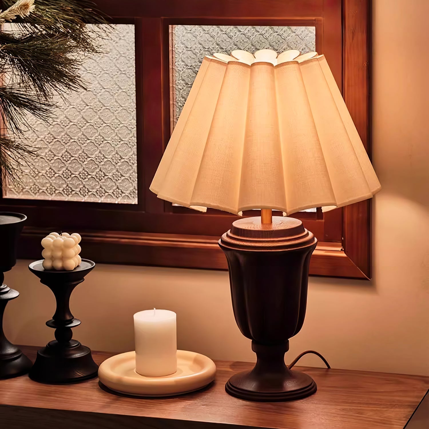 Vireo Wood & Fabric Table Lamp - Letslighting