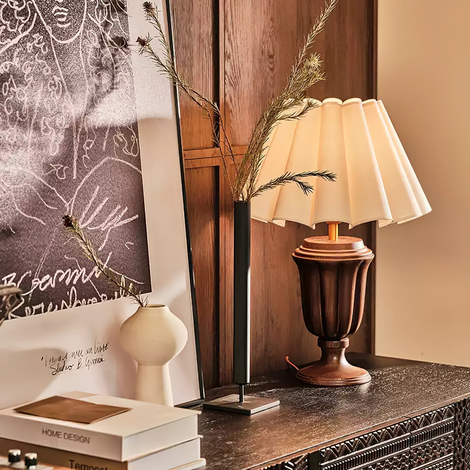 Vireo Wood & Fabric Table Lamp - Letslighting