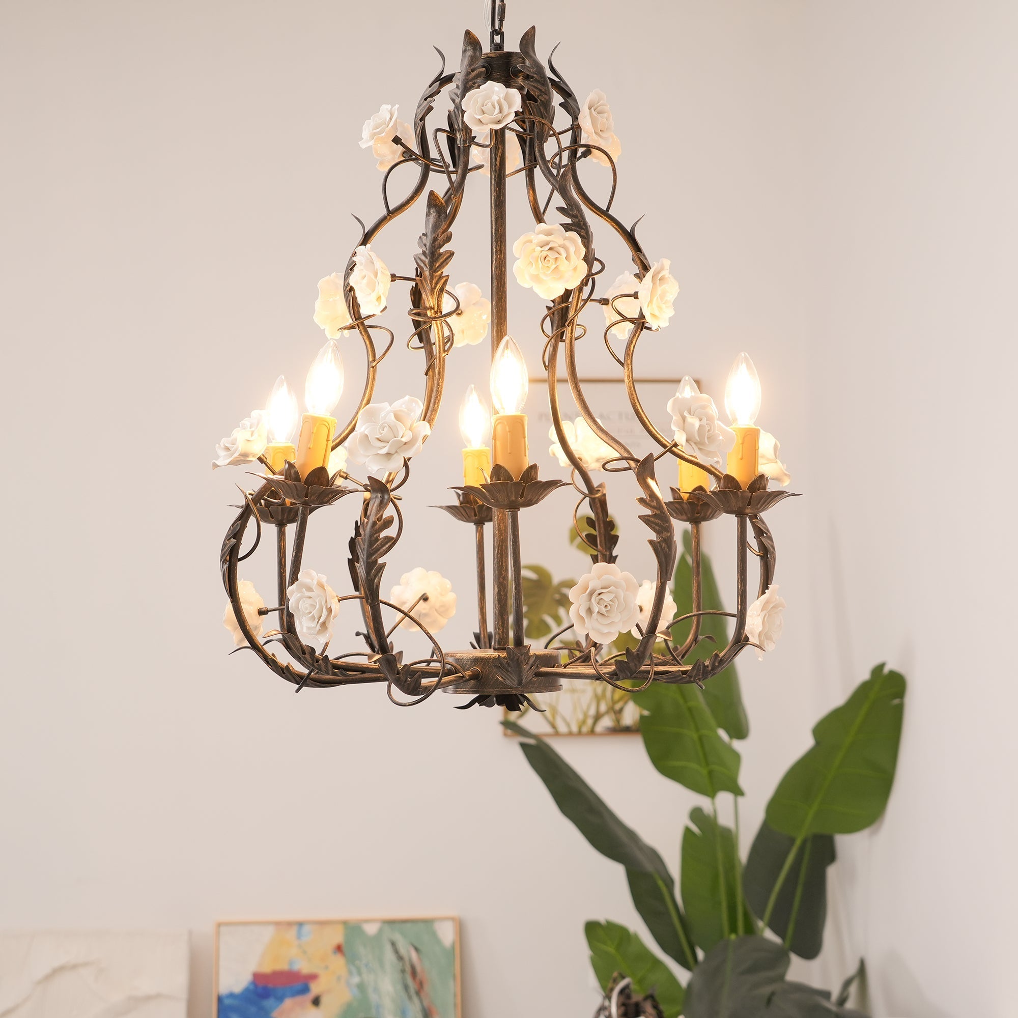 Araeyra Postmodern Luxury Rose Ceramic Chandelier - Letslighting