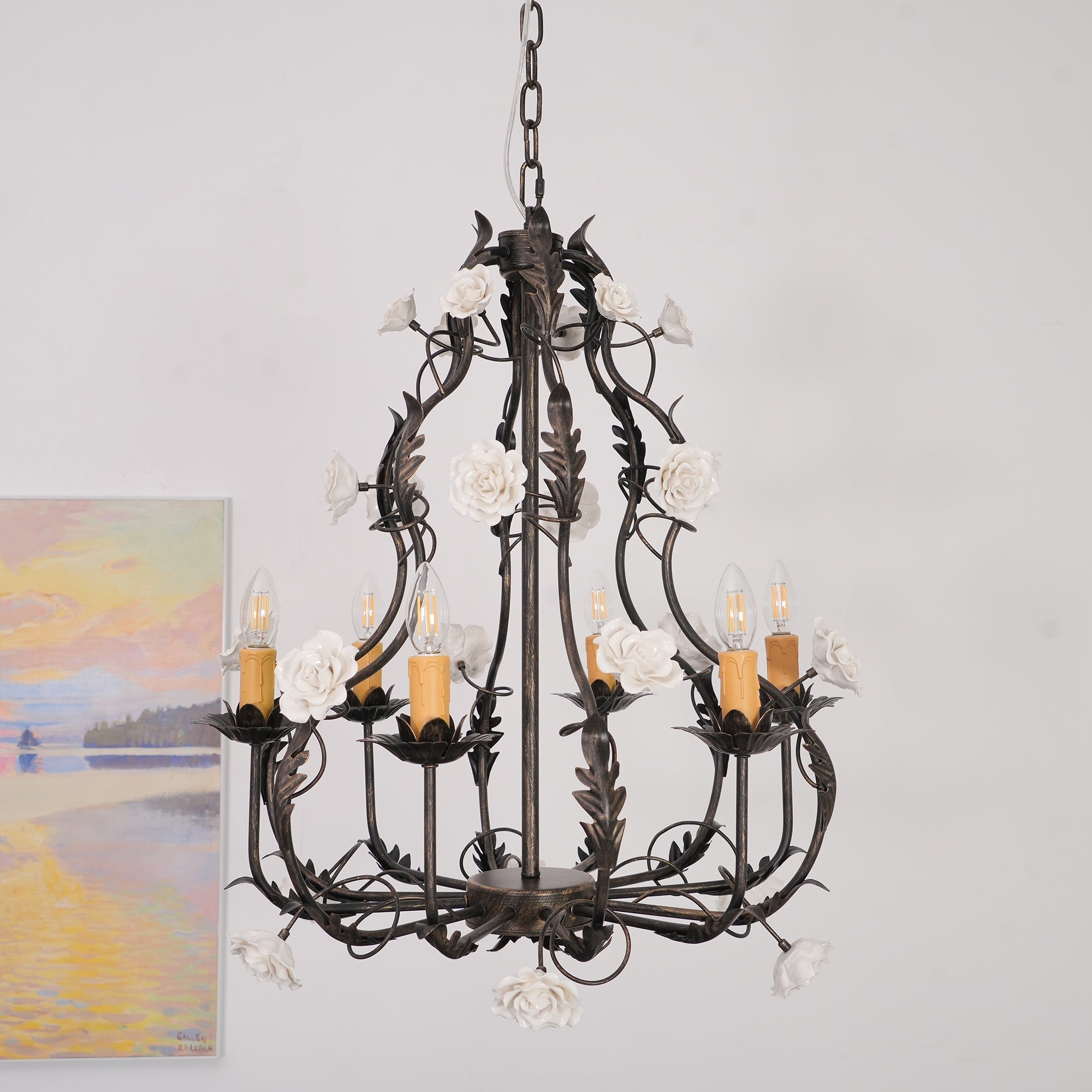 Araeyra Postmodern Luxury Rose Ceramic Chandelier - Letslighting