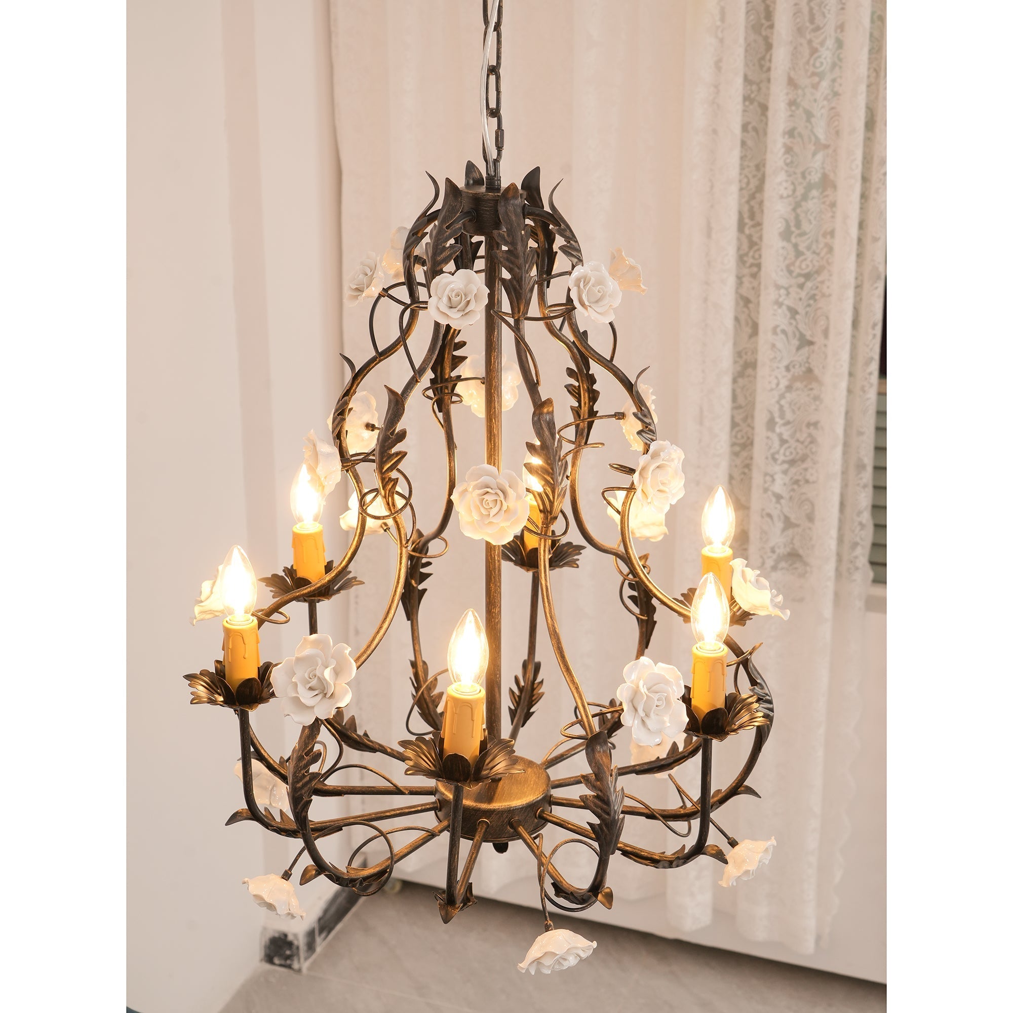 Araeyra Postmodern Luxury Rose Ceramic Chandelier - Letslighting