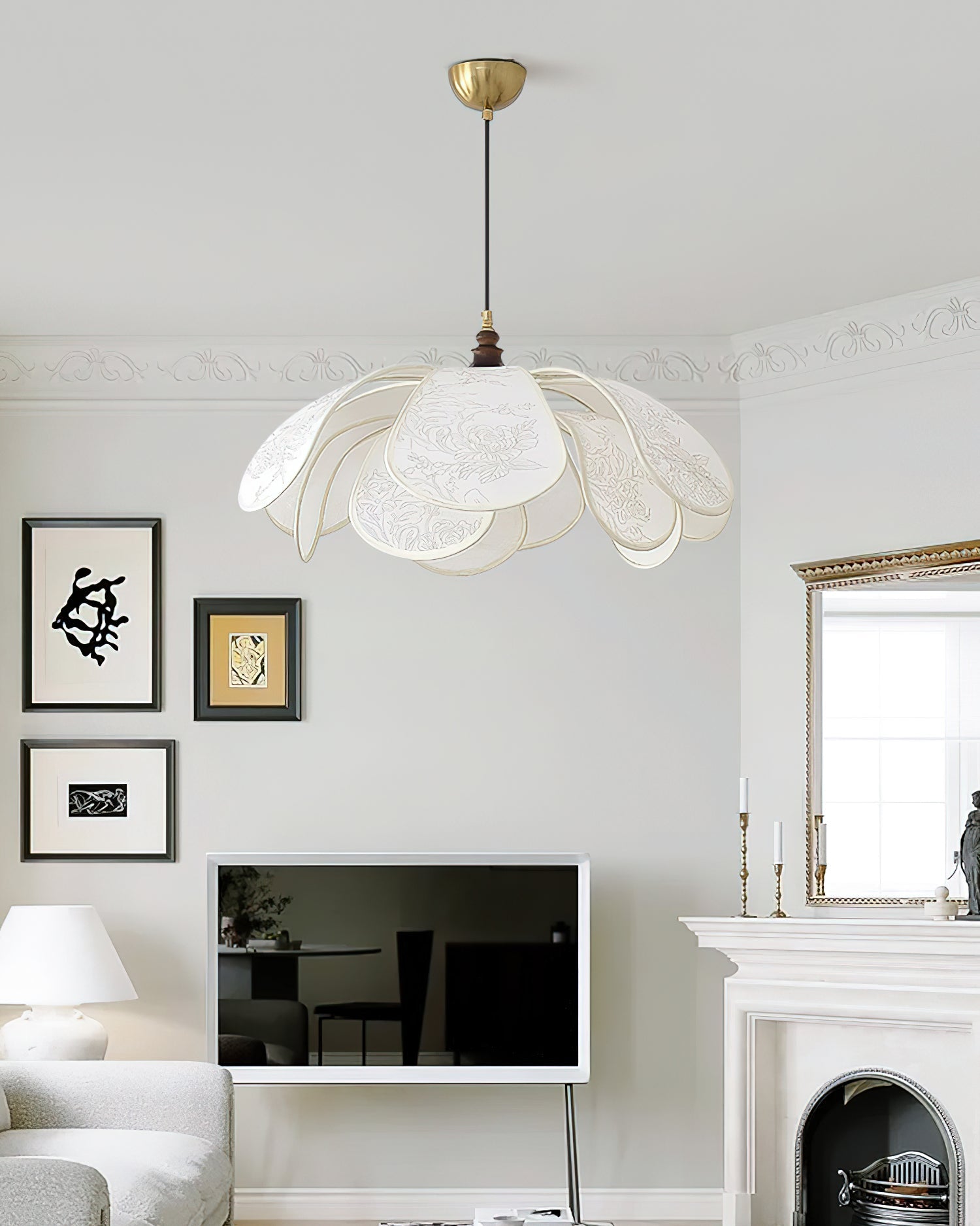 Savoy Pendant Lamp Fabric Shade - Letslighting