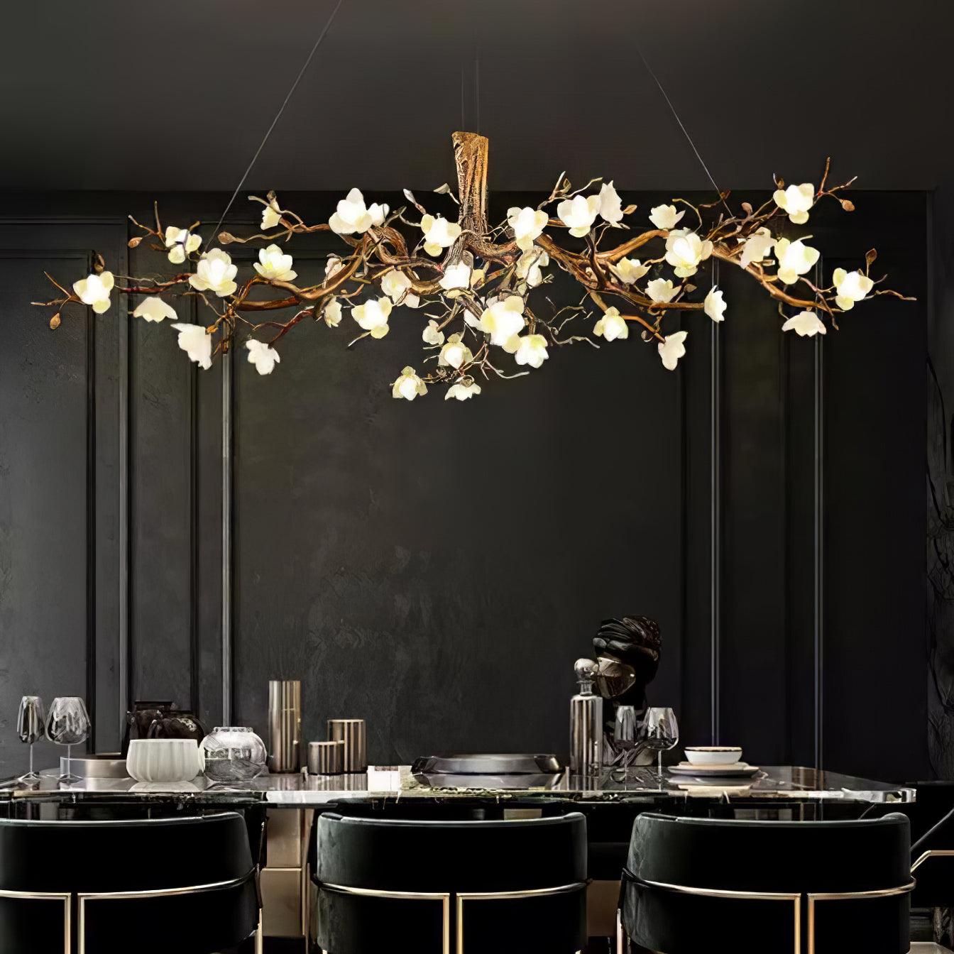 Avaros Postmodern Luxury Flower Bloom Branch Brass Ceramic Chandelier - Letslighting