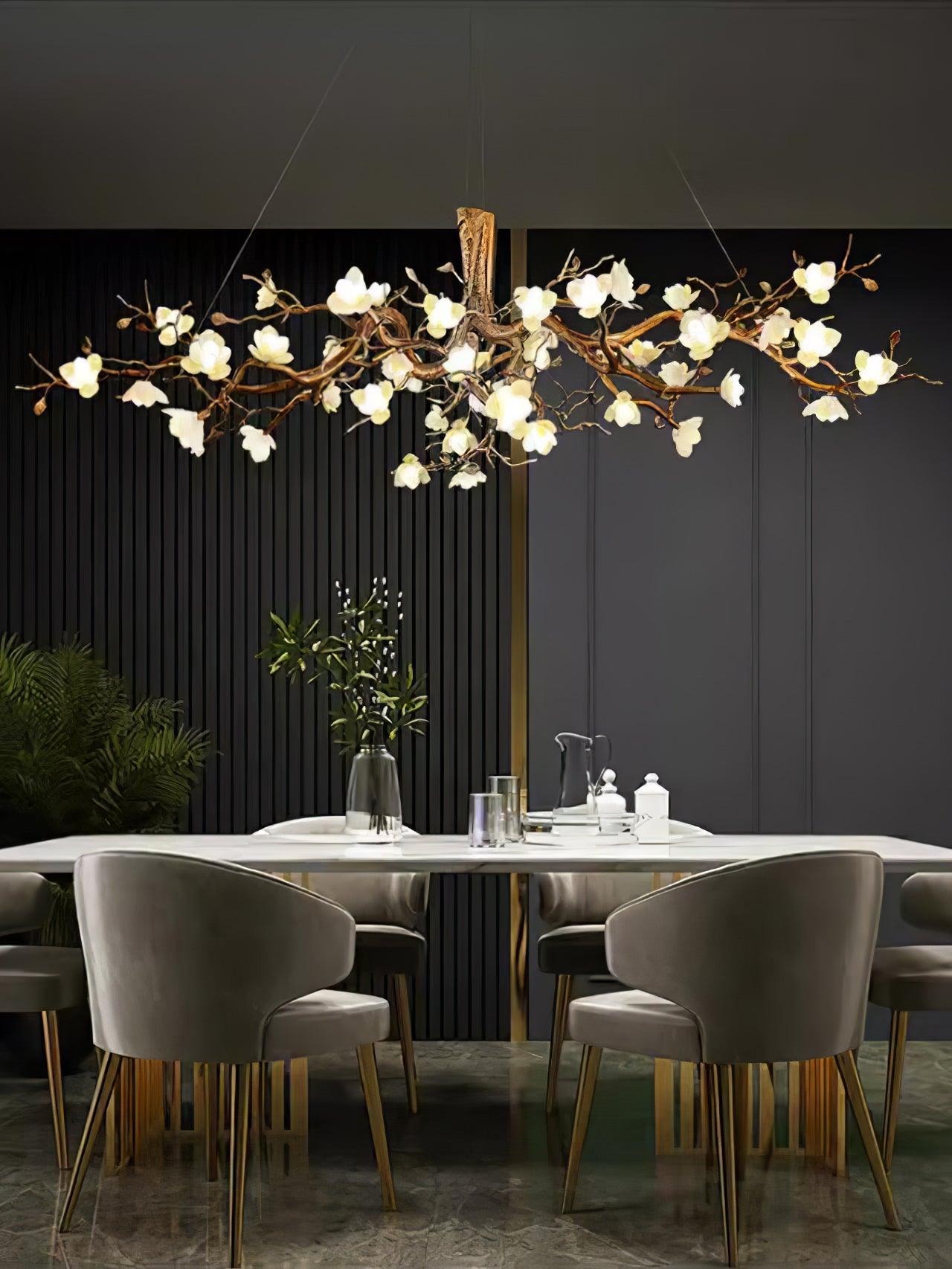 Avaros Postmodern Luxury Flower Bloom Branch Brass Ceramic Chandelier - Letslighting
