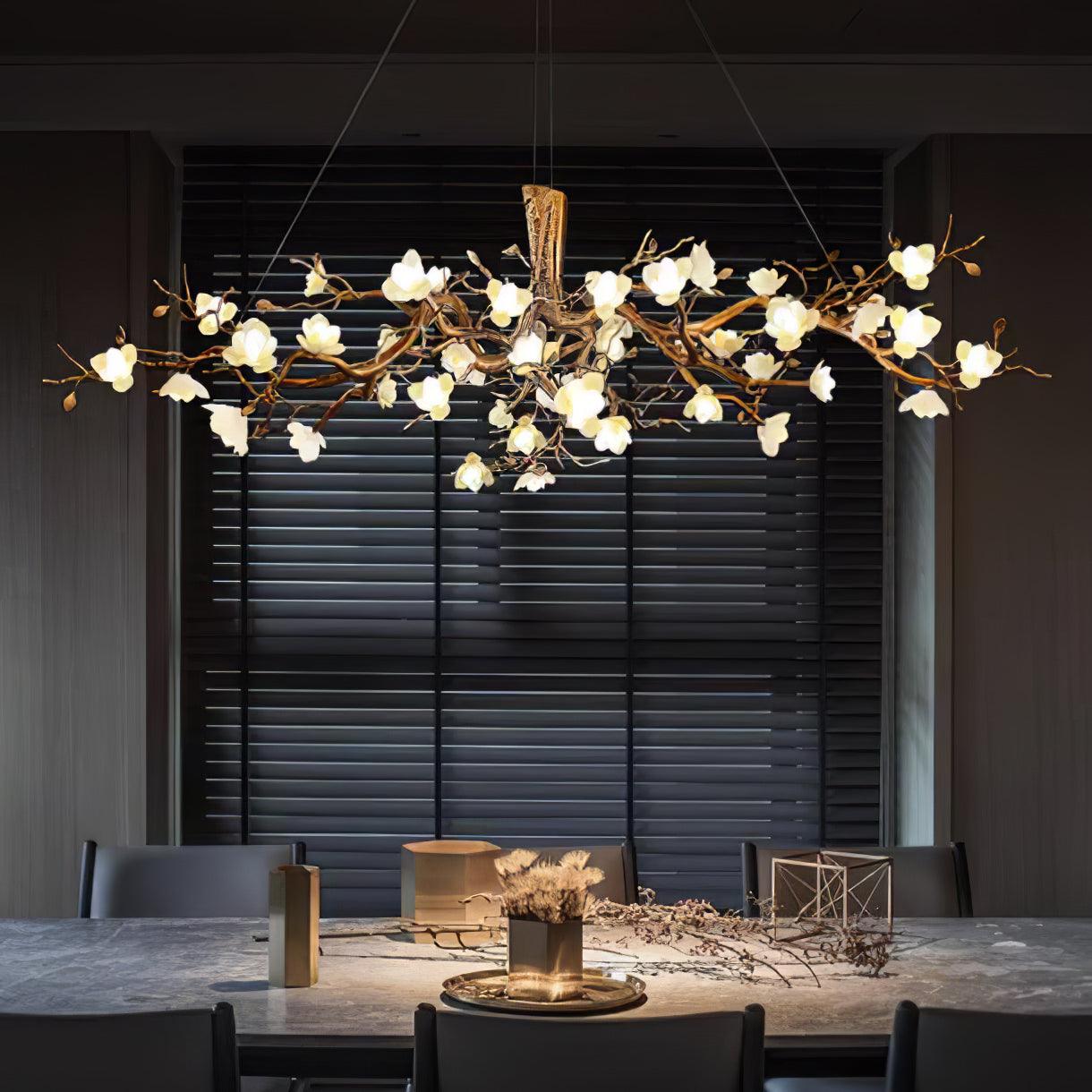 Avaros Postmodern Luxury Flower Bloom Branch Brass Ceramic Chandelier - Letslighting