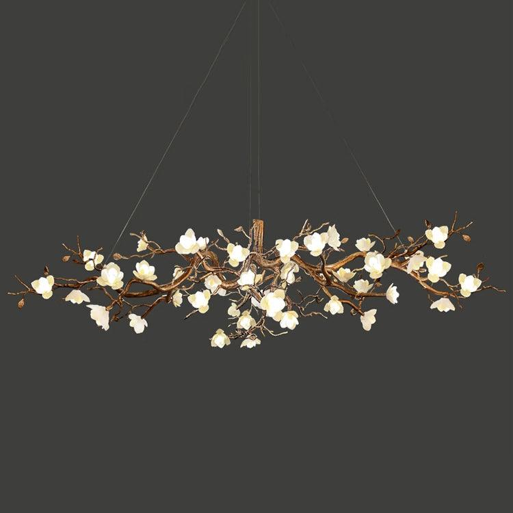 Avaros Postmodern Luxury Flower Bloom Branch Brass Ceramic Chandelier - Letslighting