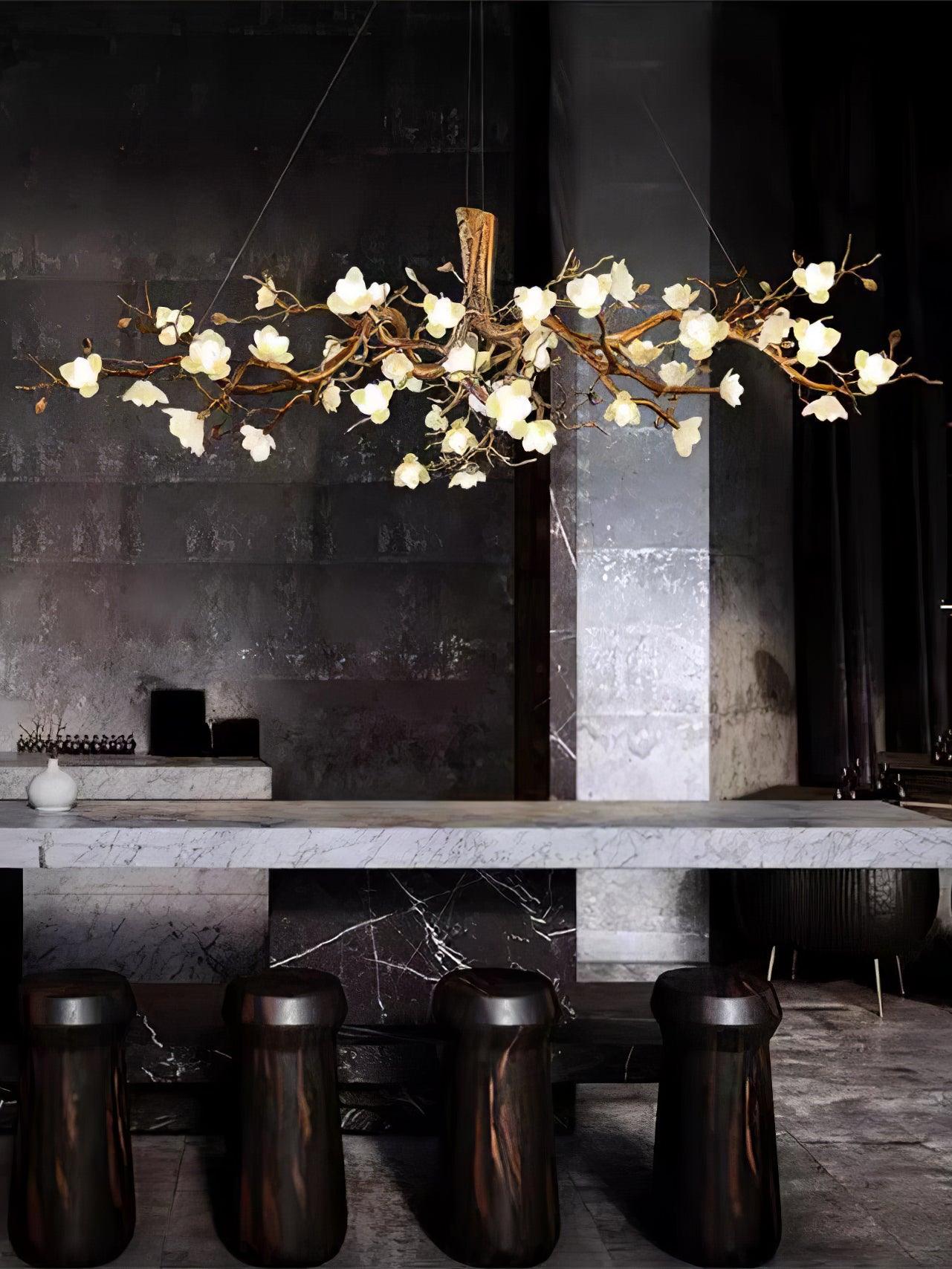Avaros Postmodern Luxury Flower Bloom Branch Brass Ceramic Chandelier - Letslighting